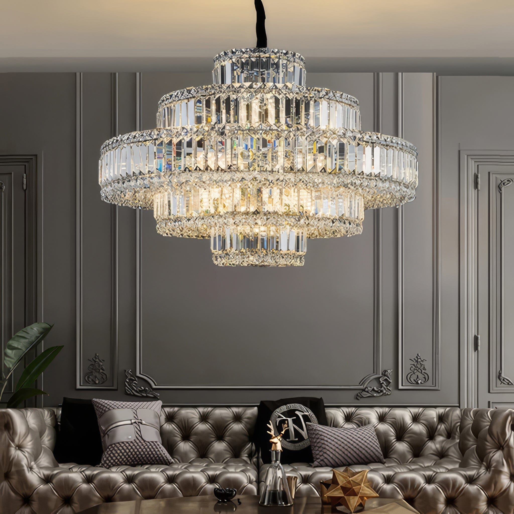 Lustre de plafond de luxe Jean-Luc | Lustres LED élégance en cristal ...