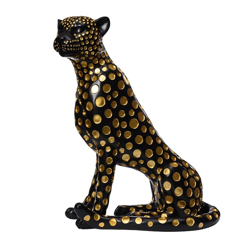 Leopard Statue Decor Black + Gold 