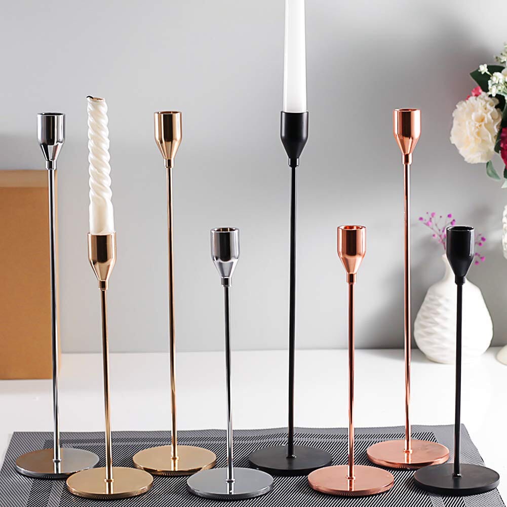 3 Piece Candle Holder Set Decor Silver 3 Pcs 