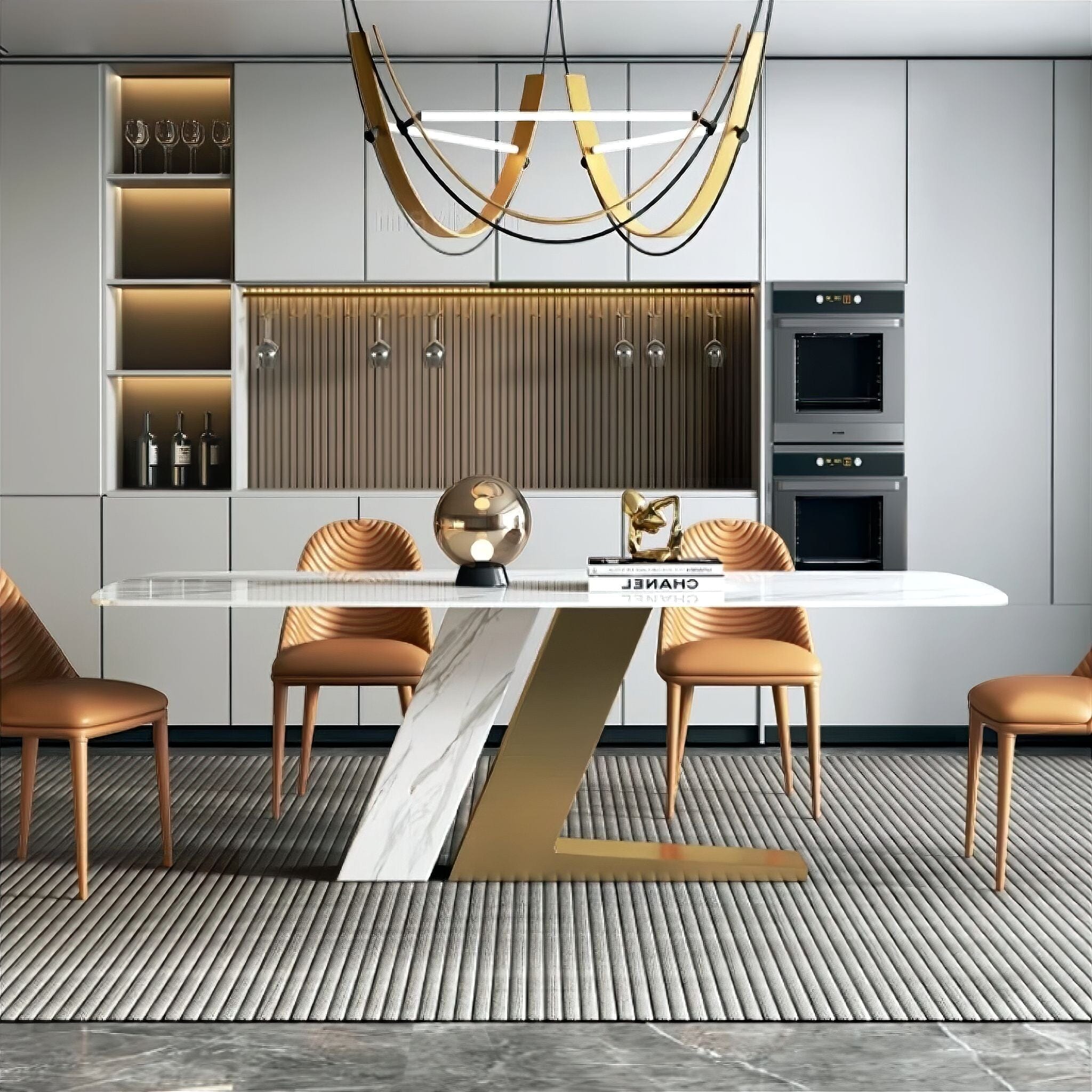 Adrien Marble Dining Table Dining Table 140cm White + Gold 