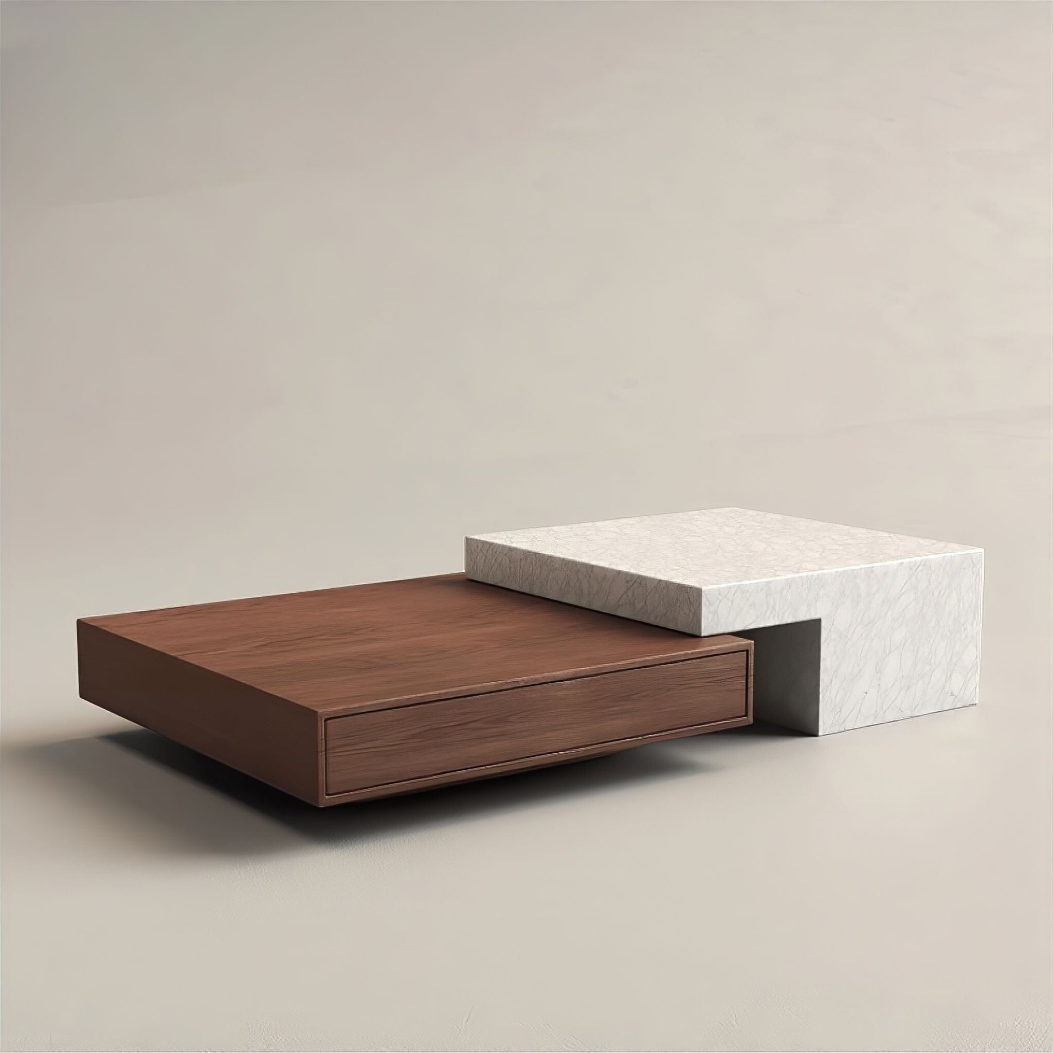 Alaric Marble Coffee Table Tan + White 
