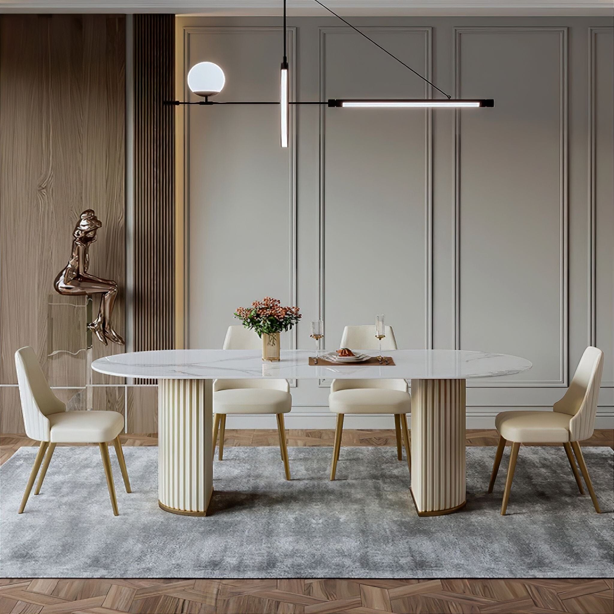 Alexandre Slate Dining Table Dining Table Snow White 140cm 