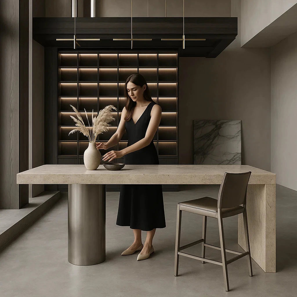 Anna Travertine Dining Table 