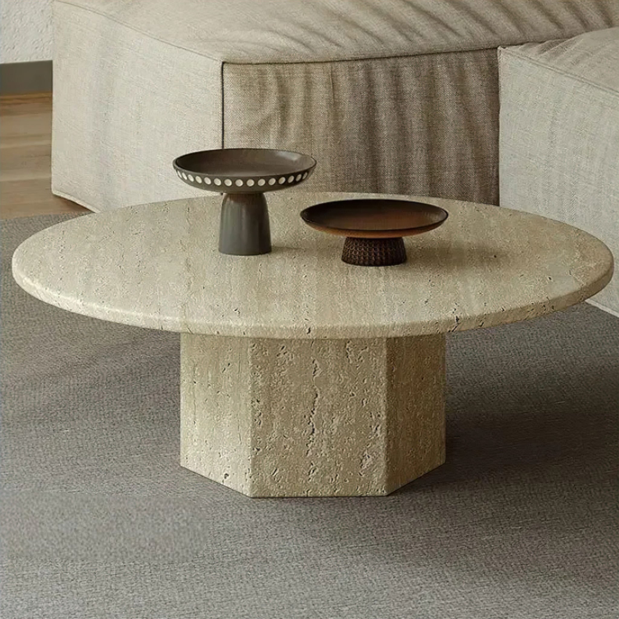 Audrey Travertine Coffee Table 70cm 