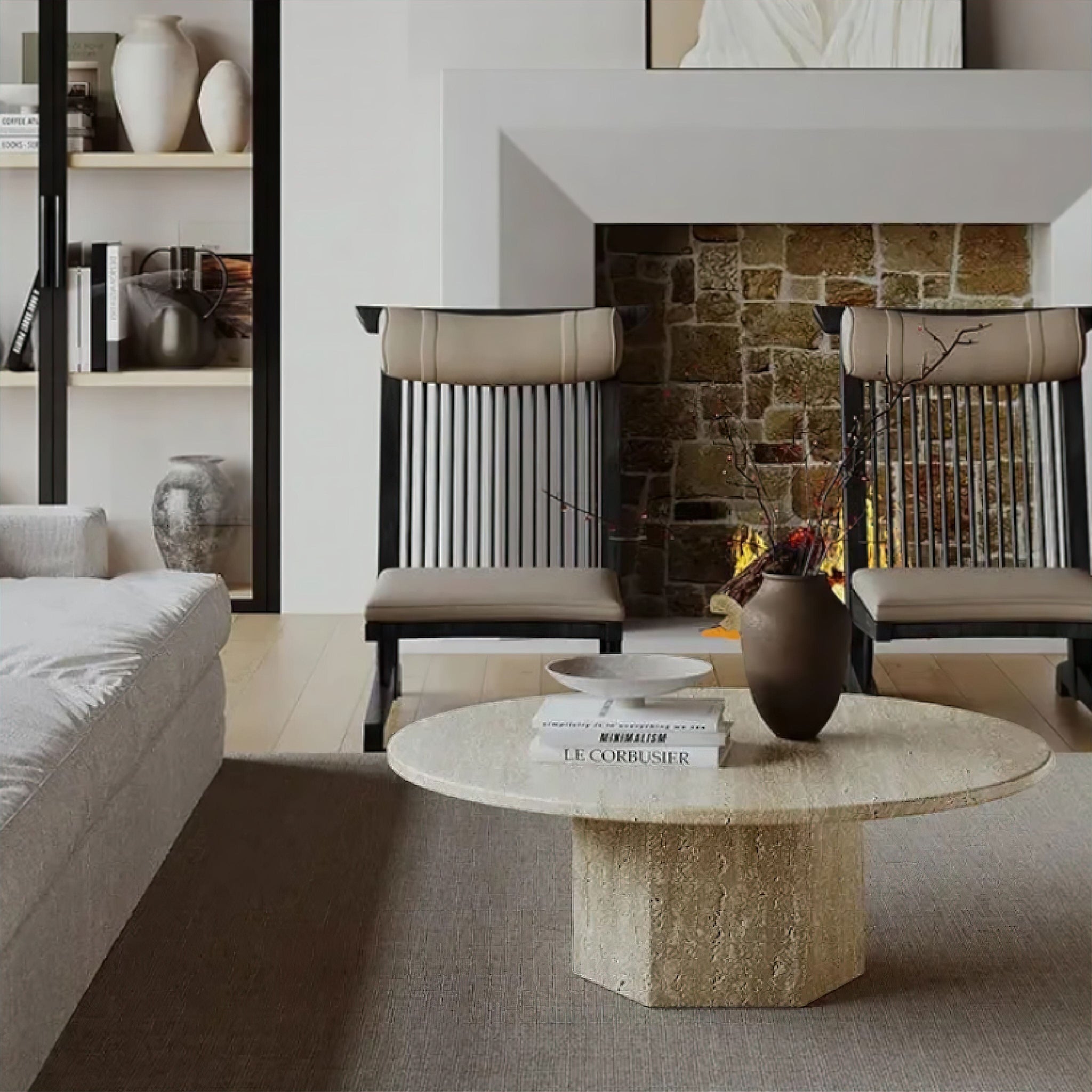 Audrey Travertine Coffee Table 