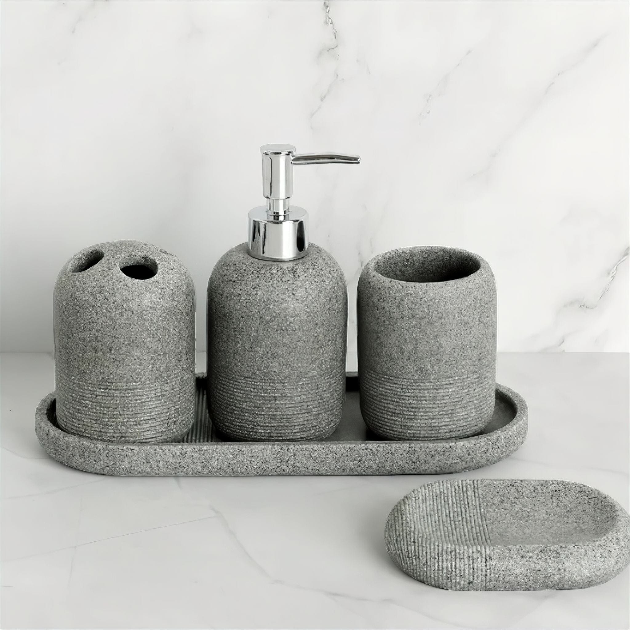 Aurore Bathroom Accessories Bathroom Accessories Grey - 5 Pcs 