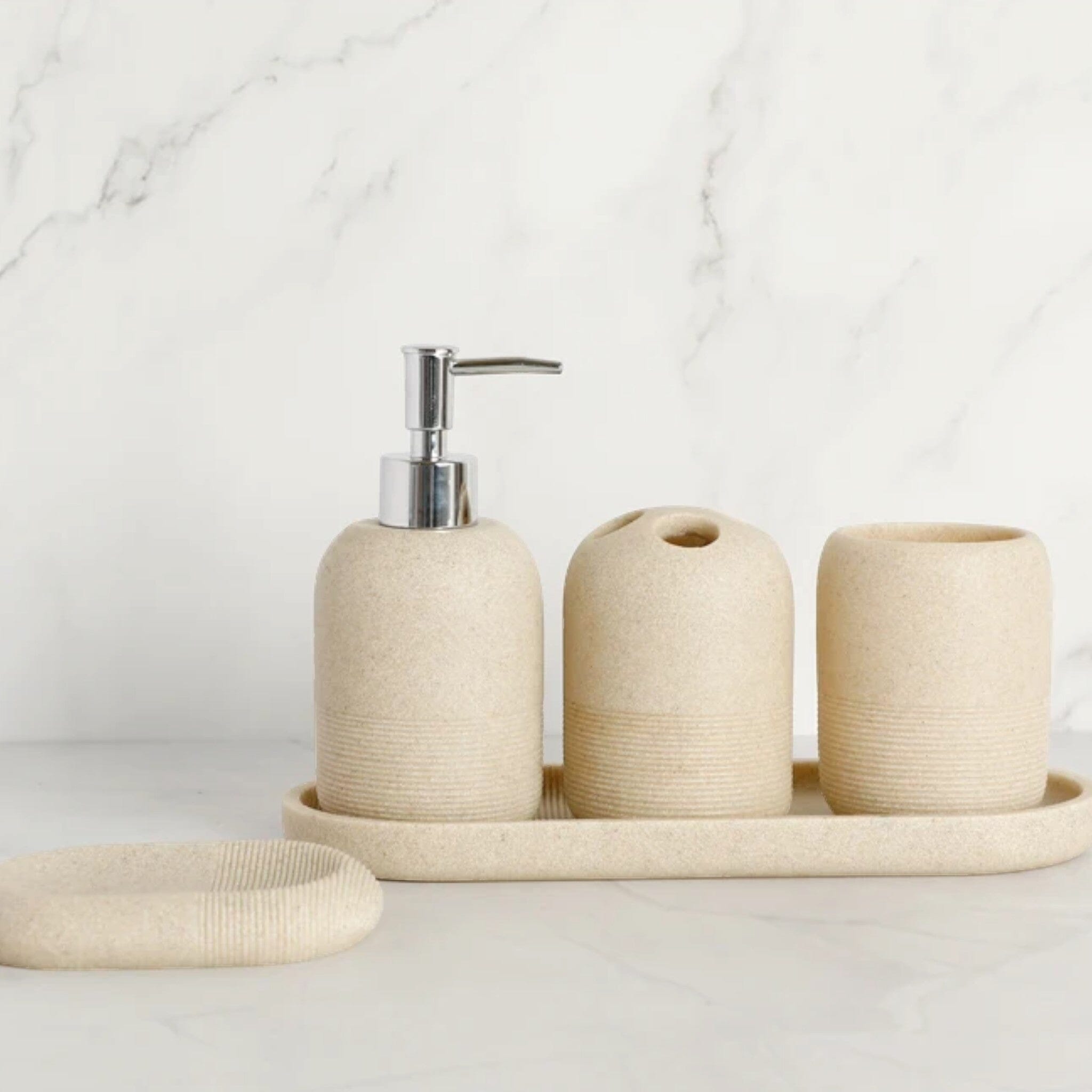 Aurore Bathroom Accessories Bathroom Accessories Sandstone- 5 Pcs 