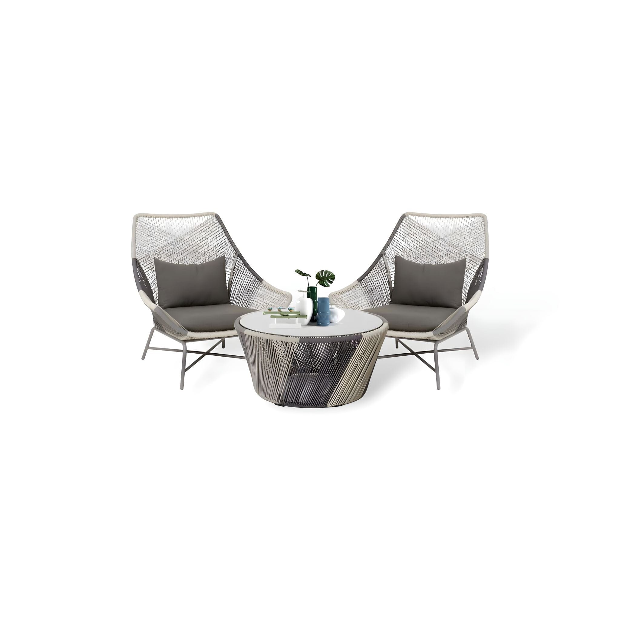 Backyard Bliss Collection Outdoor Furniture 2 x Chairs + Coffee Table 