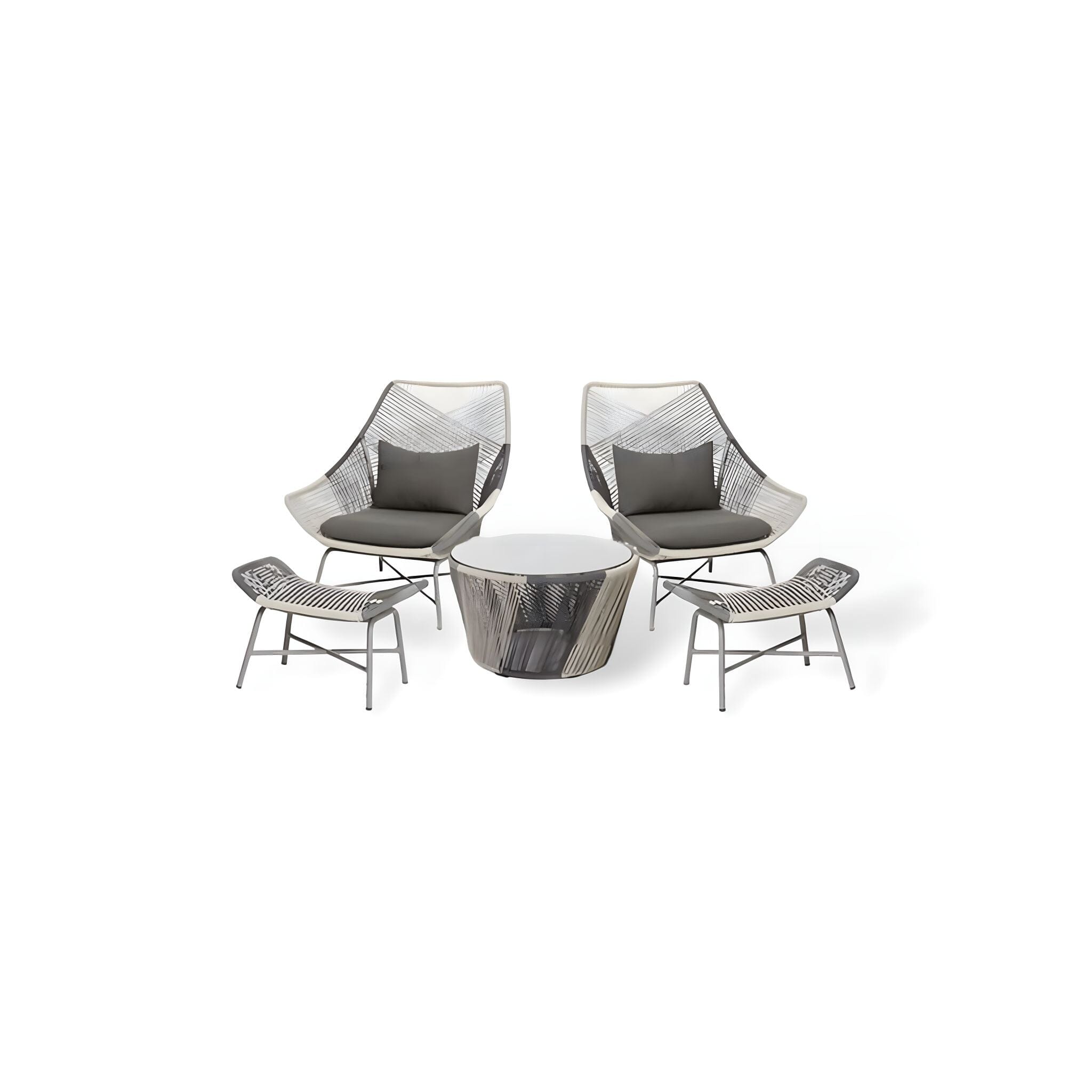 Backyard Bliss Collection Outdoor Furniture 2 x Chairs (inc foot petals) + Coffee Table 