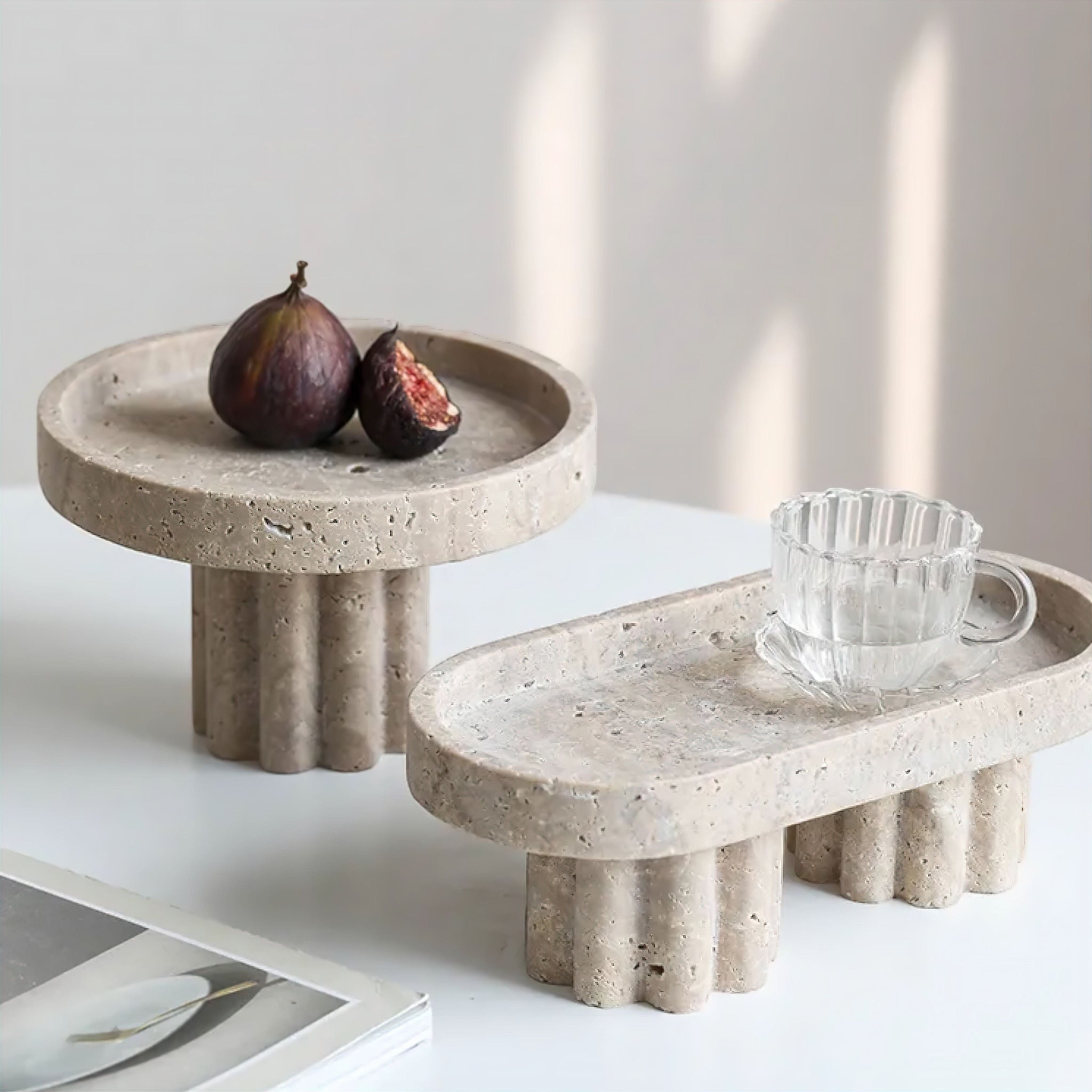 Carlotta Travertine Tray Decorative Trays 