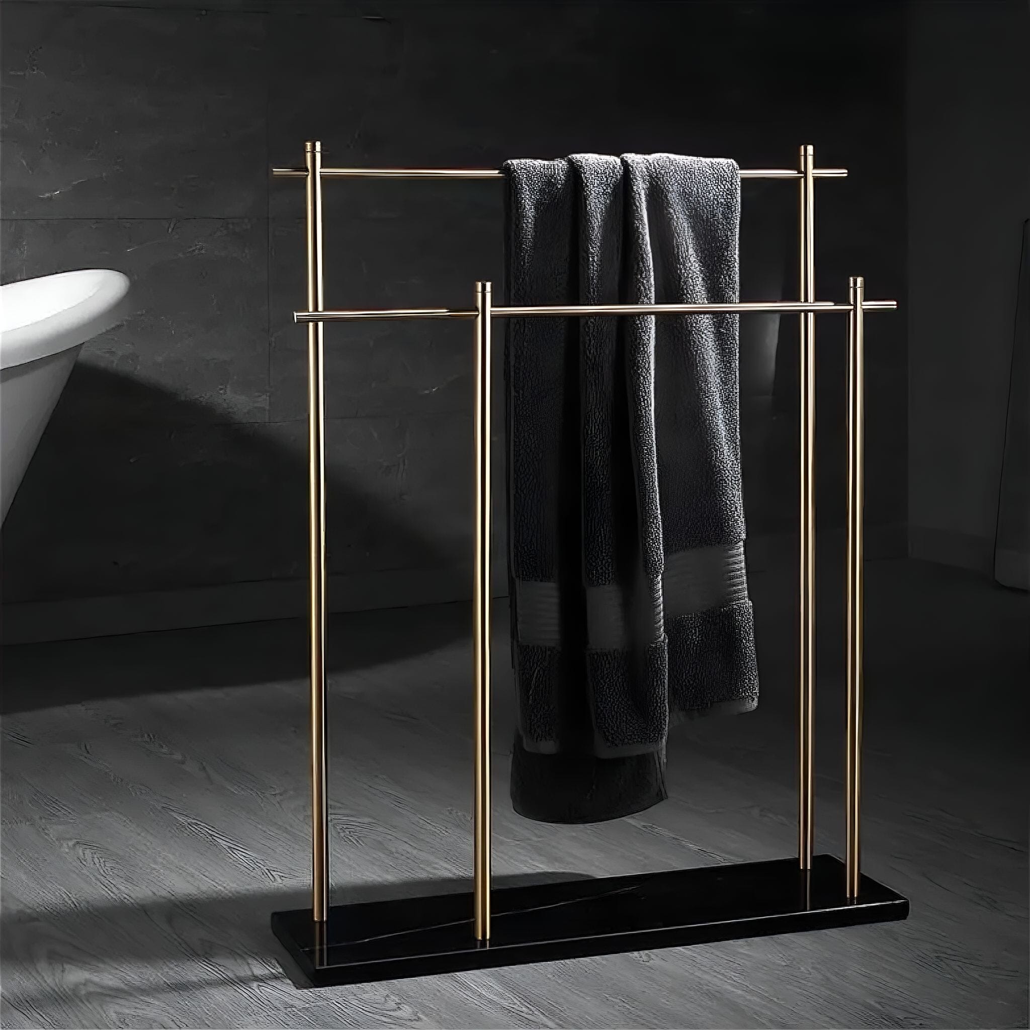 Caterina Towel Holder Black + Gold 