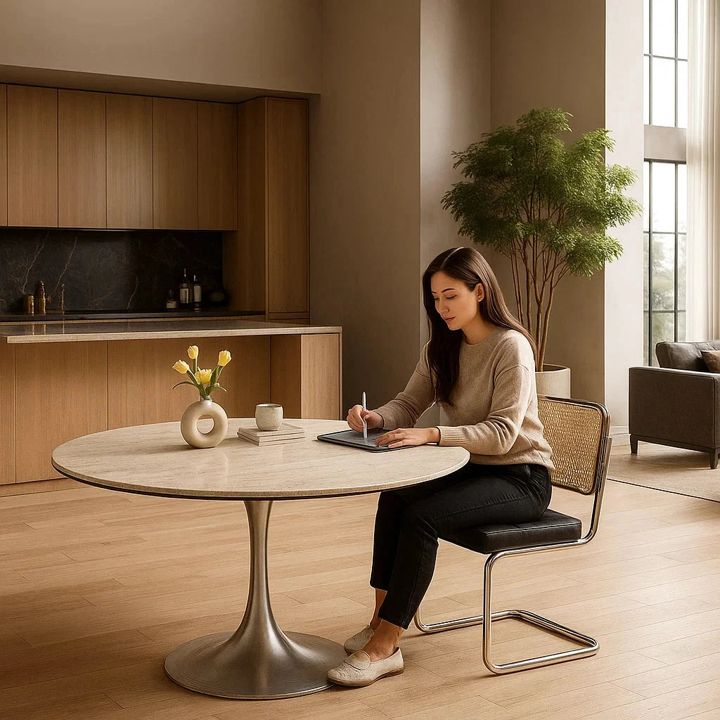Chiarina Travertine Dining Table 