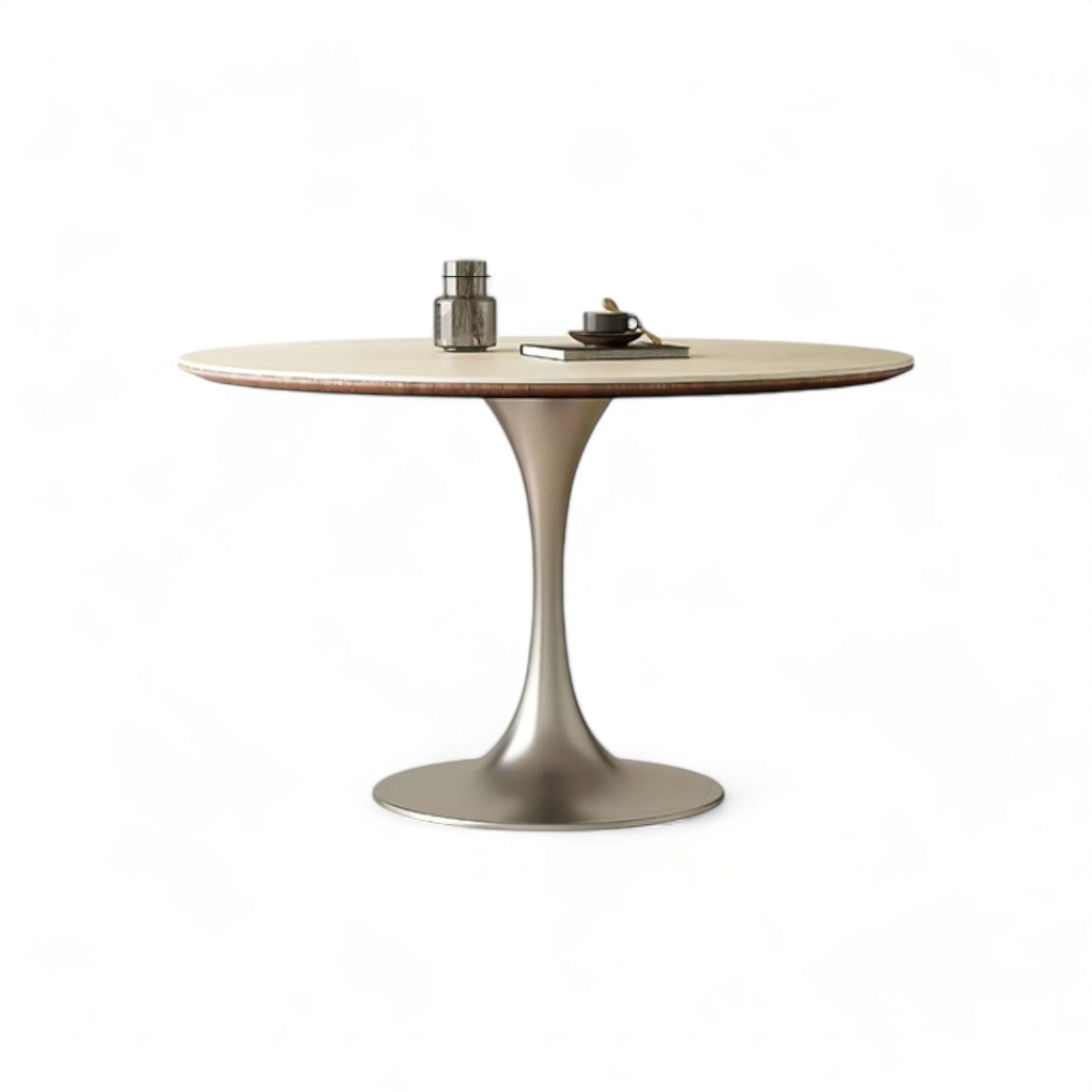 Chiarina Travertine Dining Table Travertine + Silver 70cm 