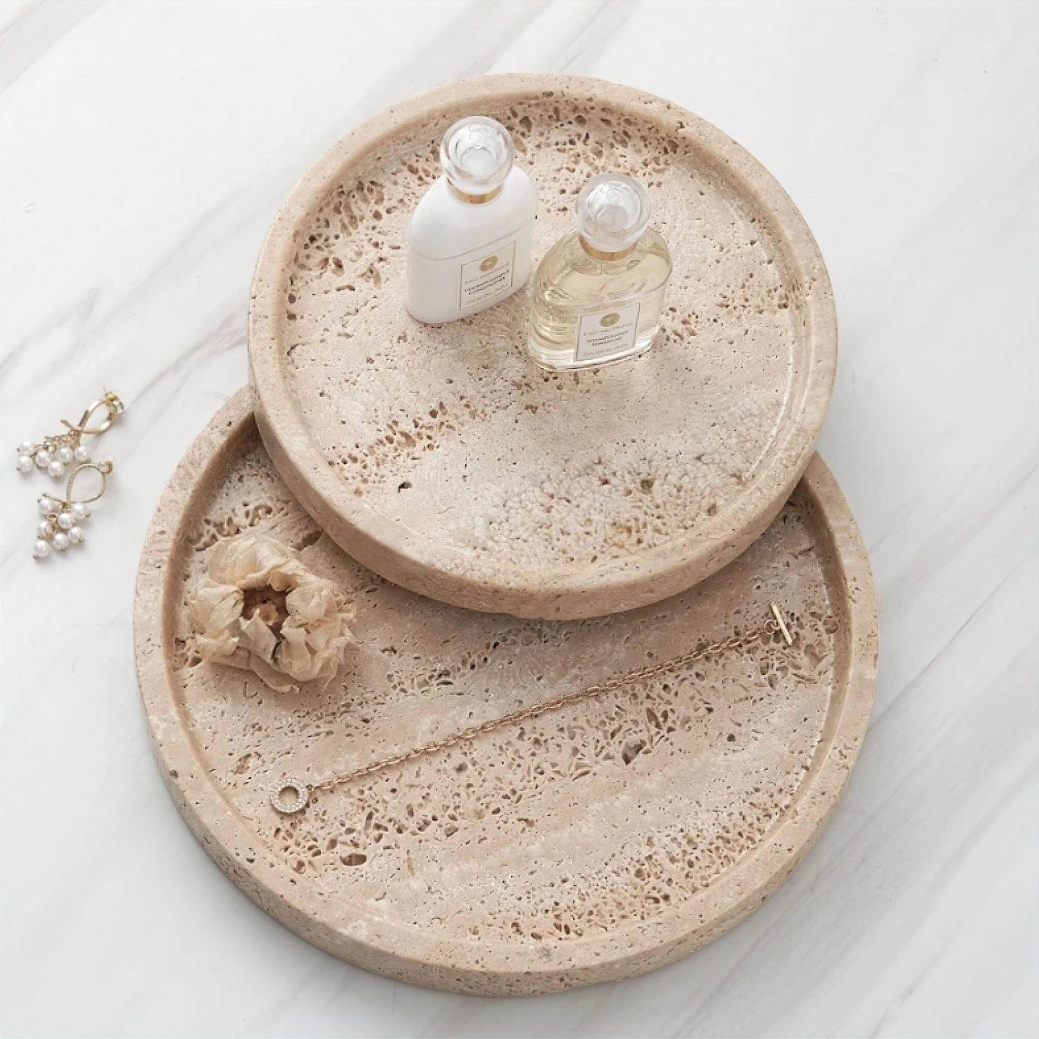 Circular Travertine Stone Tray 