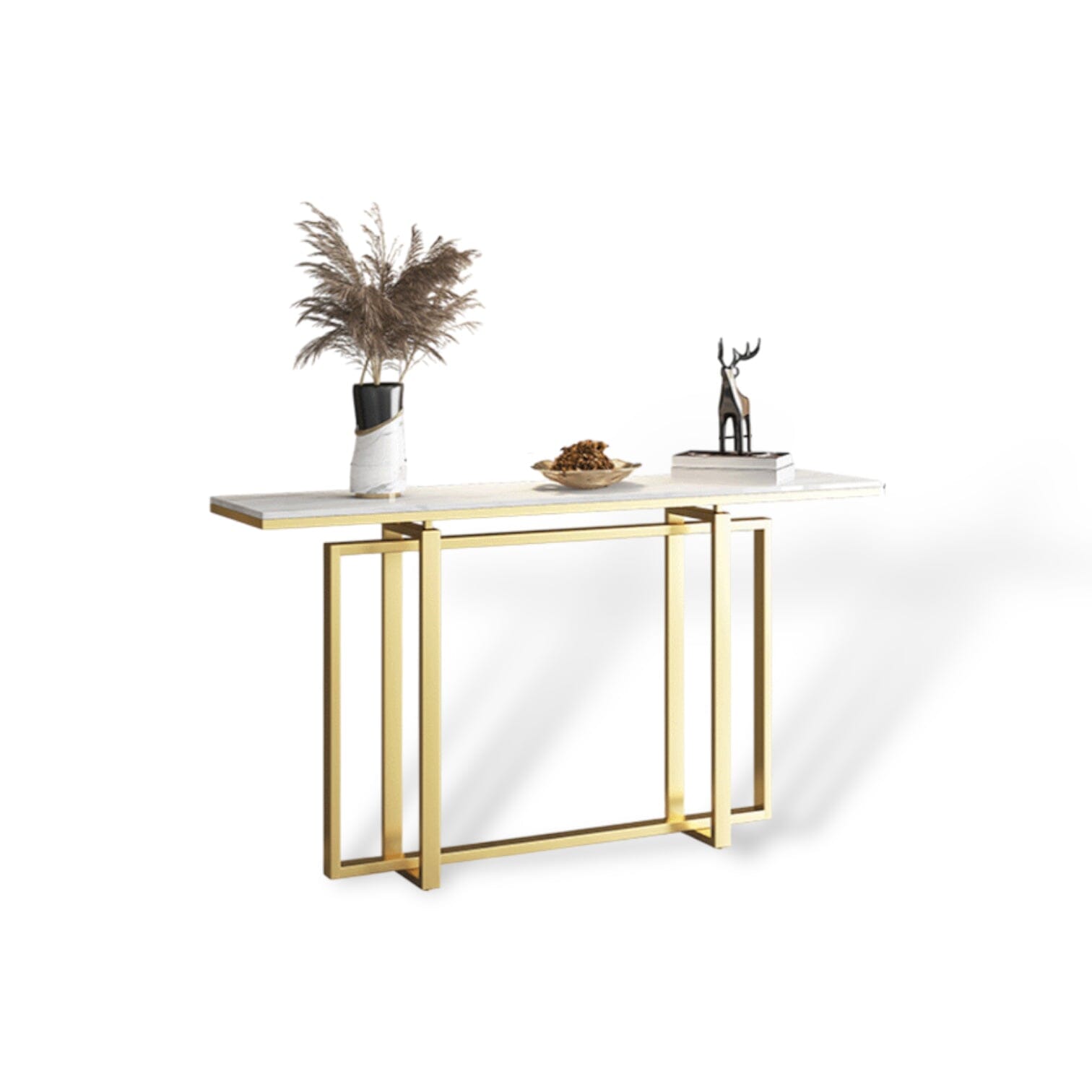 Corentin Hallway Table Hallway Table Gold + White 80cm 