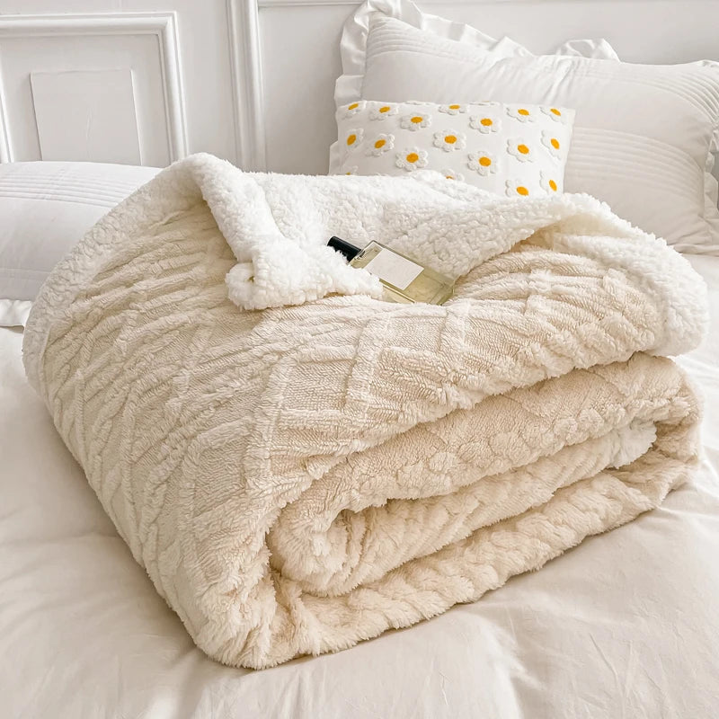Davide Plaid Blanket Beige 70 x 100cm 