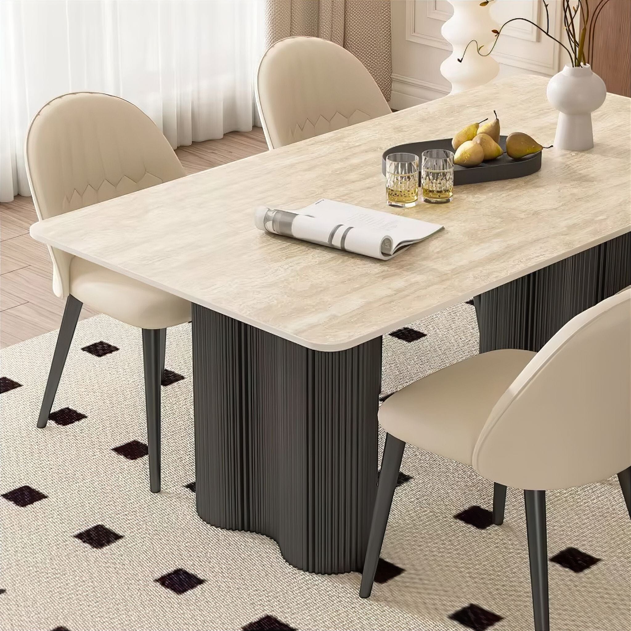 Davide Travertine Dining Table 