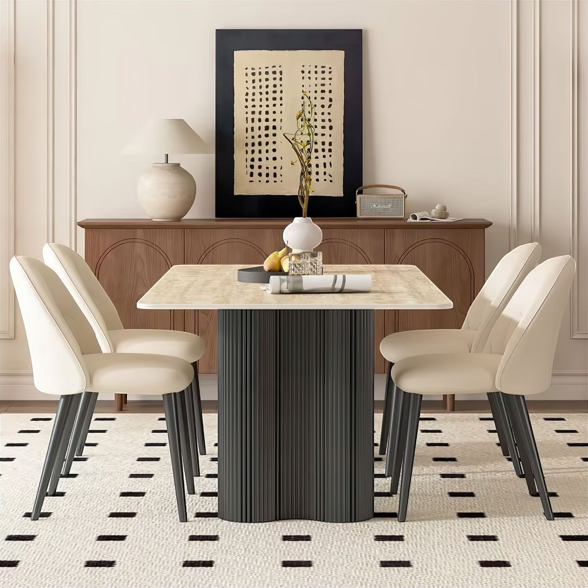 Davide Travertine Dining Table 