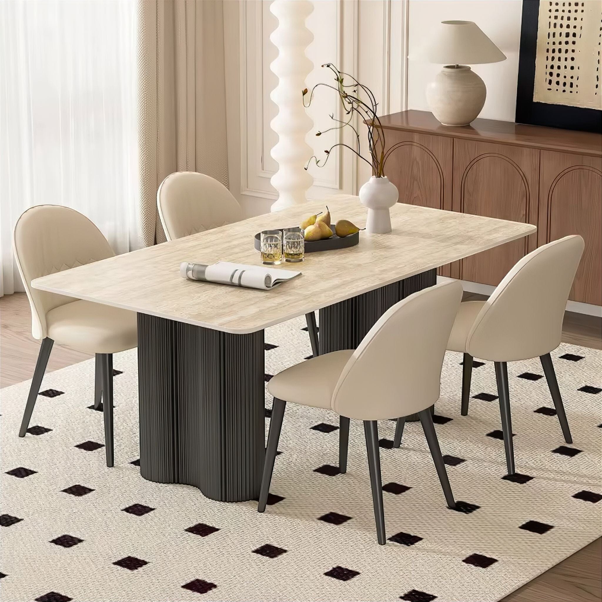 Davide Travertine Dining Table 