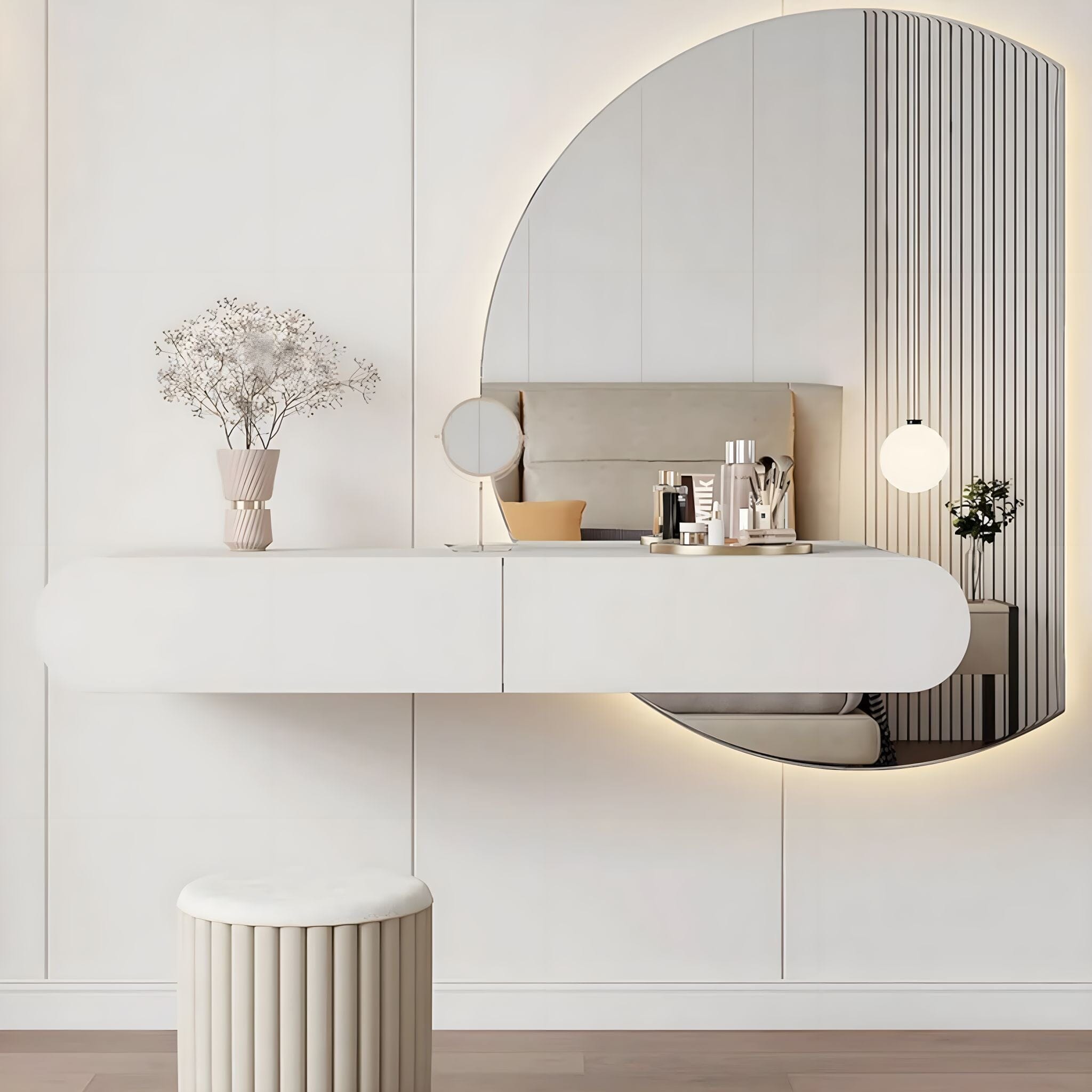 Delinda Dressing Table Set 80cm (semi circle mirror) 