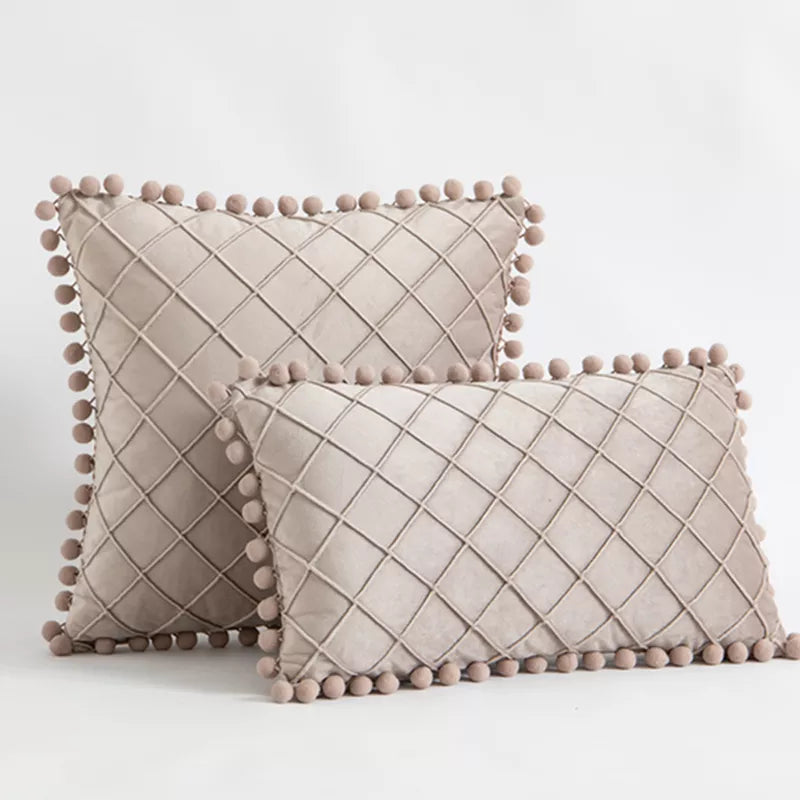 Diamond Luxe Cushion Case Khaki 30cm L x 50cm H 