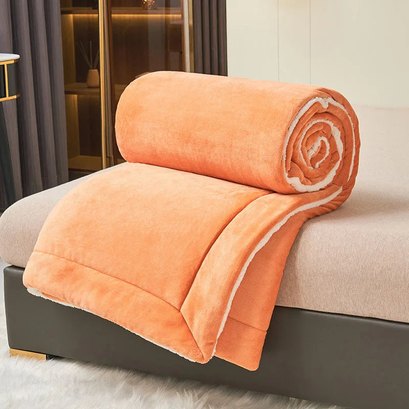 Double Layer Thickened Lamb Plush Blanket Winter Soft Comfortable Plush Fleece Plaids For Bed Sofa Warm Mantas Throw Blankets 
