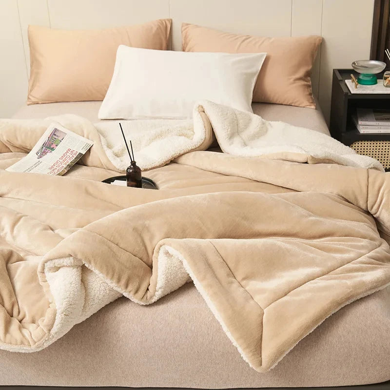 Double Layer Thickened Lamb Plush Blanket Winter Soft Comfortable Plush Fleece Plaids For Bed Sofa Warm Mantas Throw Blankets Style-06 100x120cm 