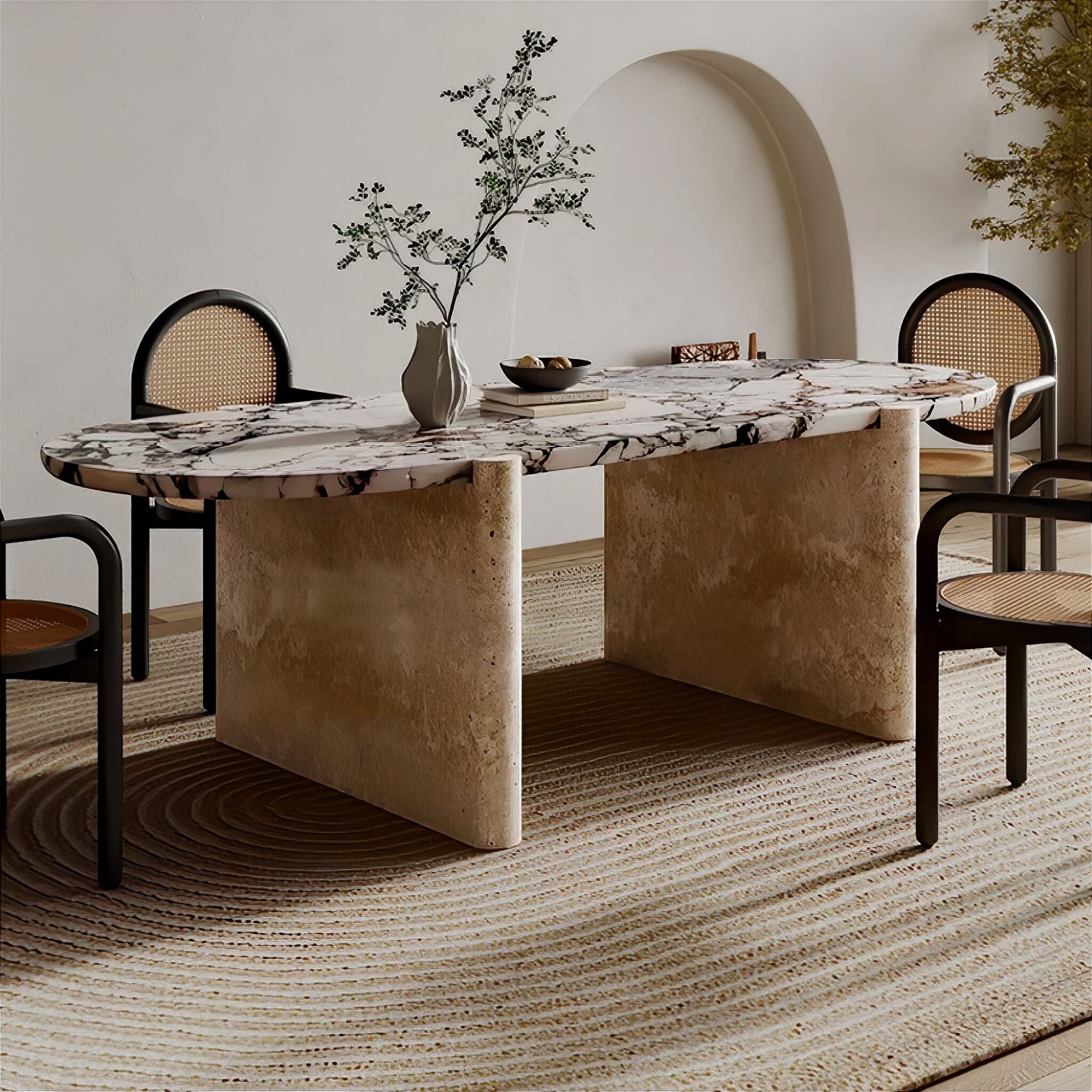 Elena Stone Dining Table Travertine 