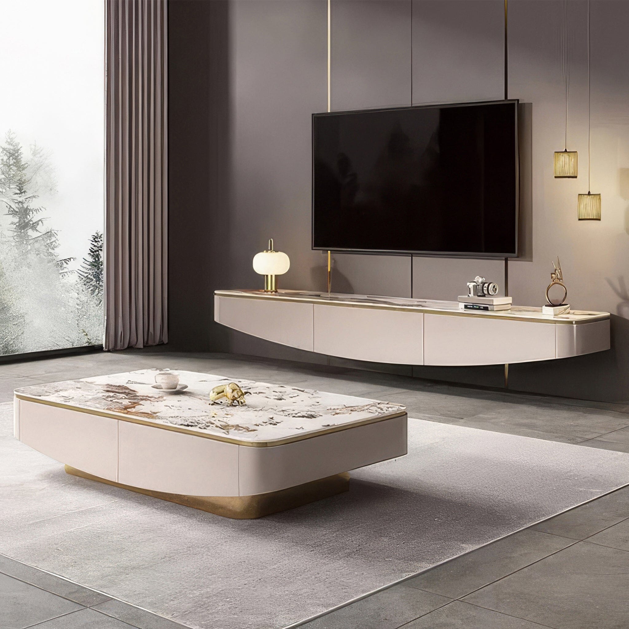 Élodie TV Cabinet Tv Cabinet 200cm Ivory (Wall Mounted) 