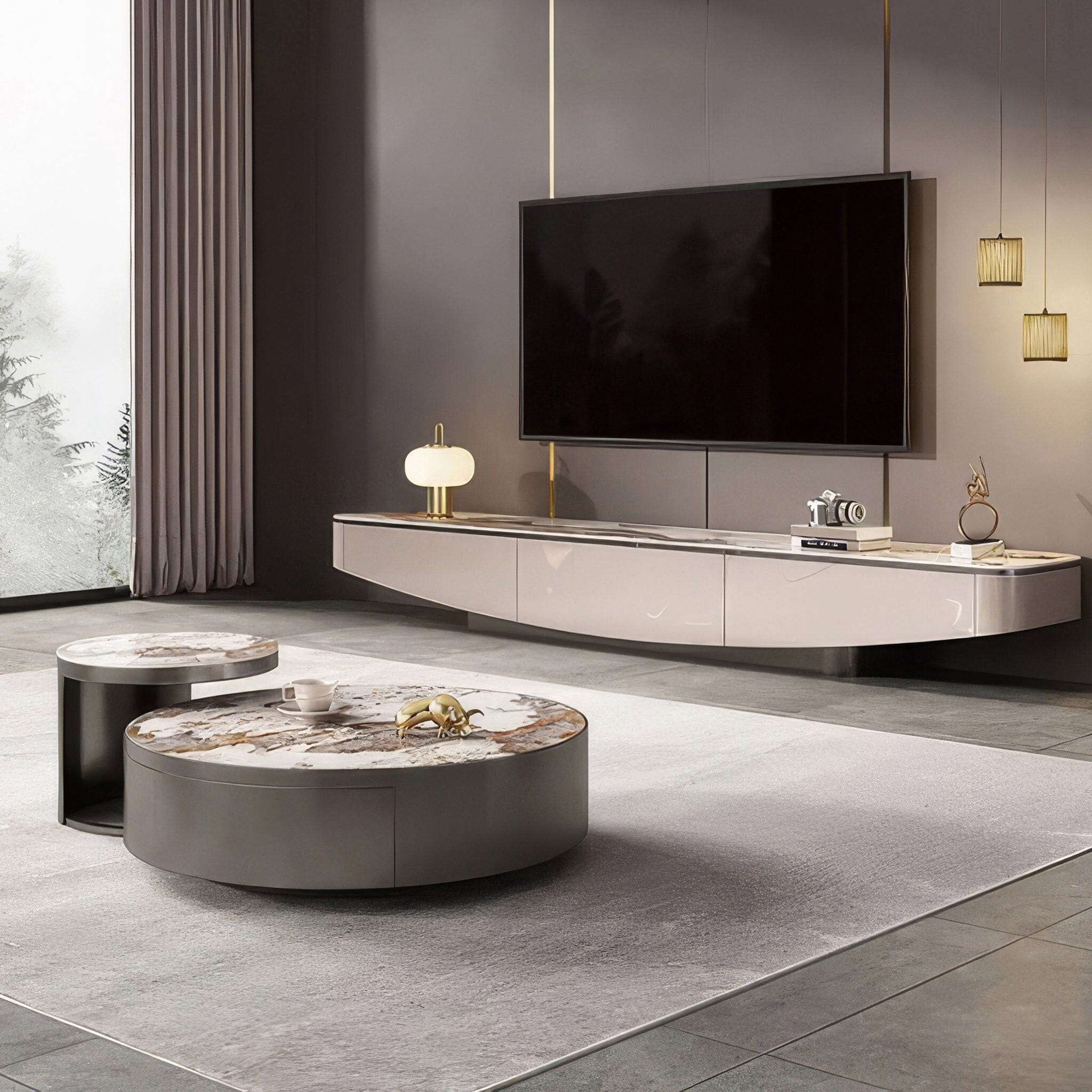 Élodie TV Cabinet Tv Cabinet 200cm Silver + Ivory 