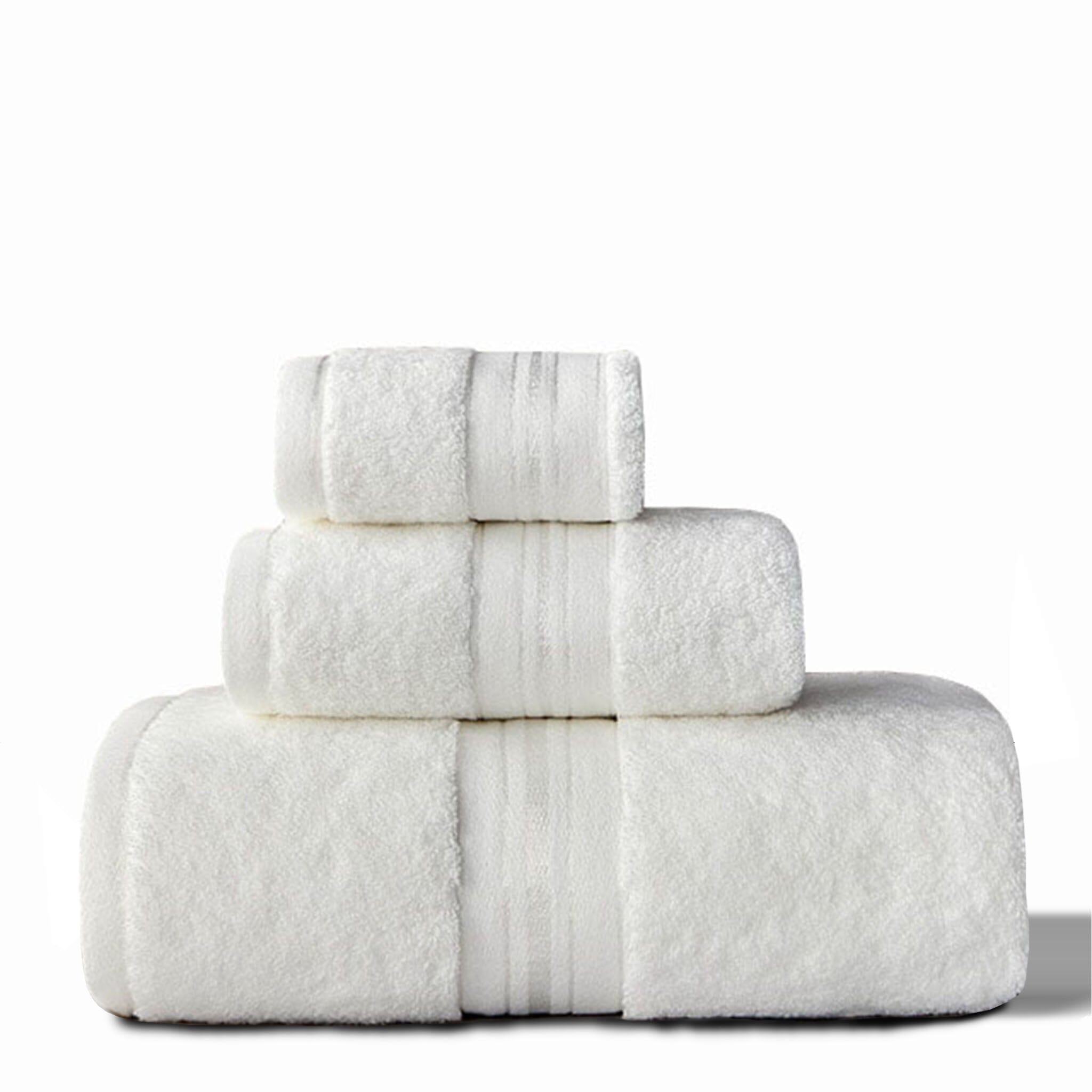Eloise Egyptian Towel Set Towel Set White 3 Piece Towel Set 