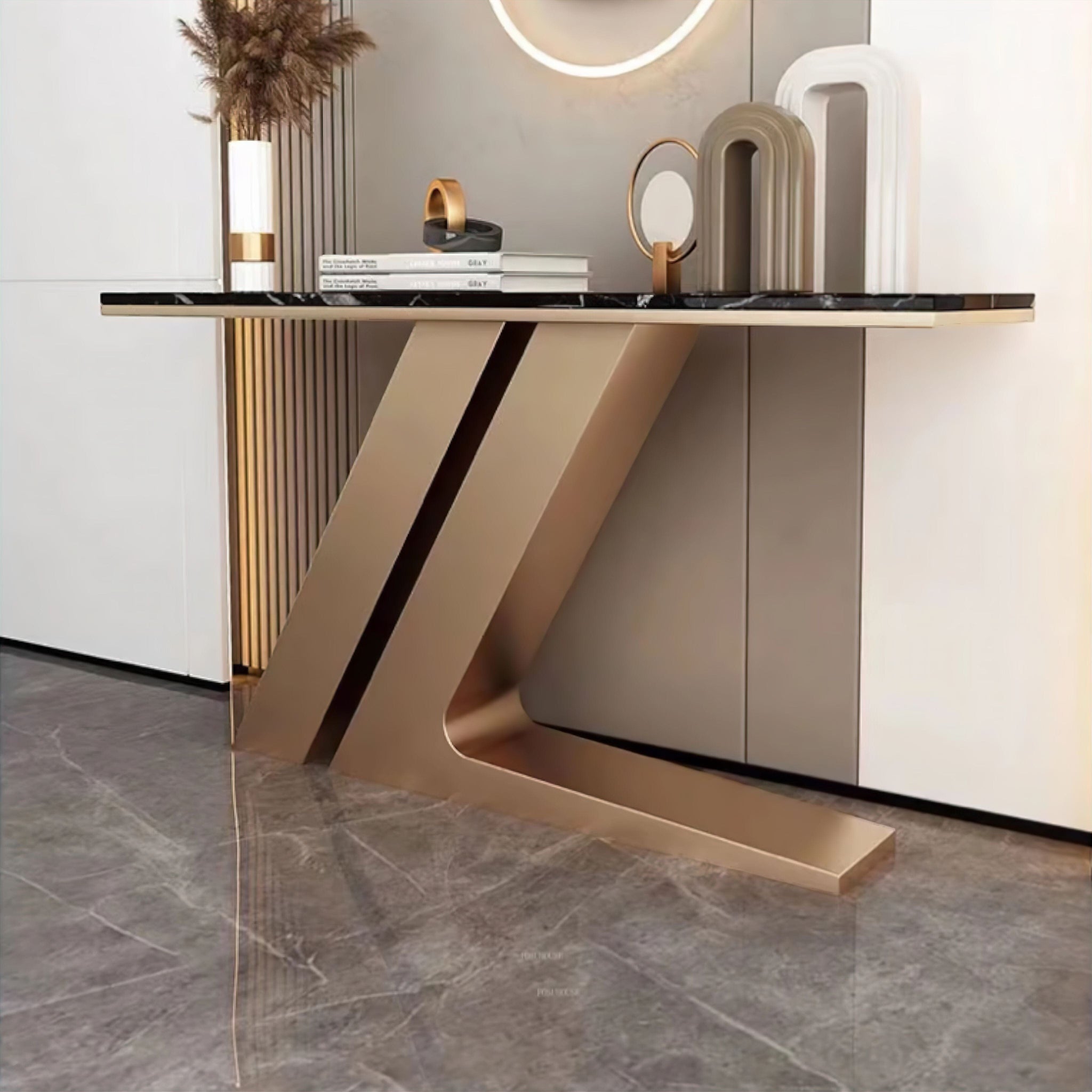 Emerald Hallway Table Black + Gold 100cm 