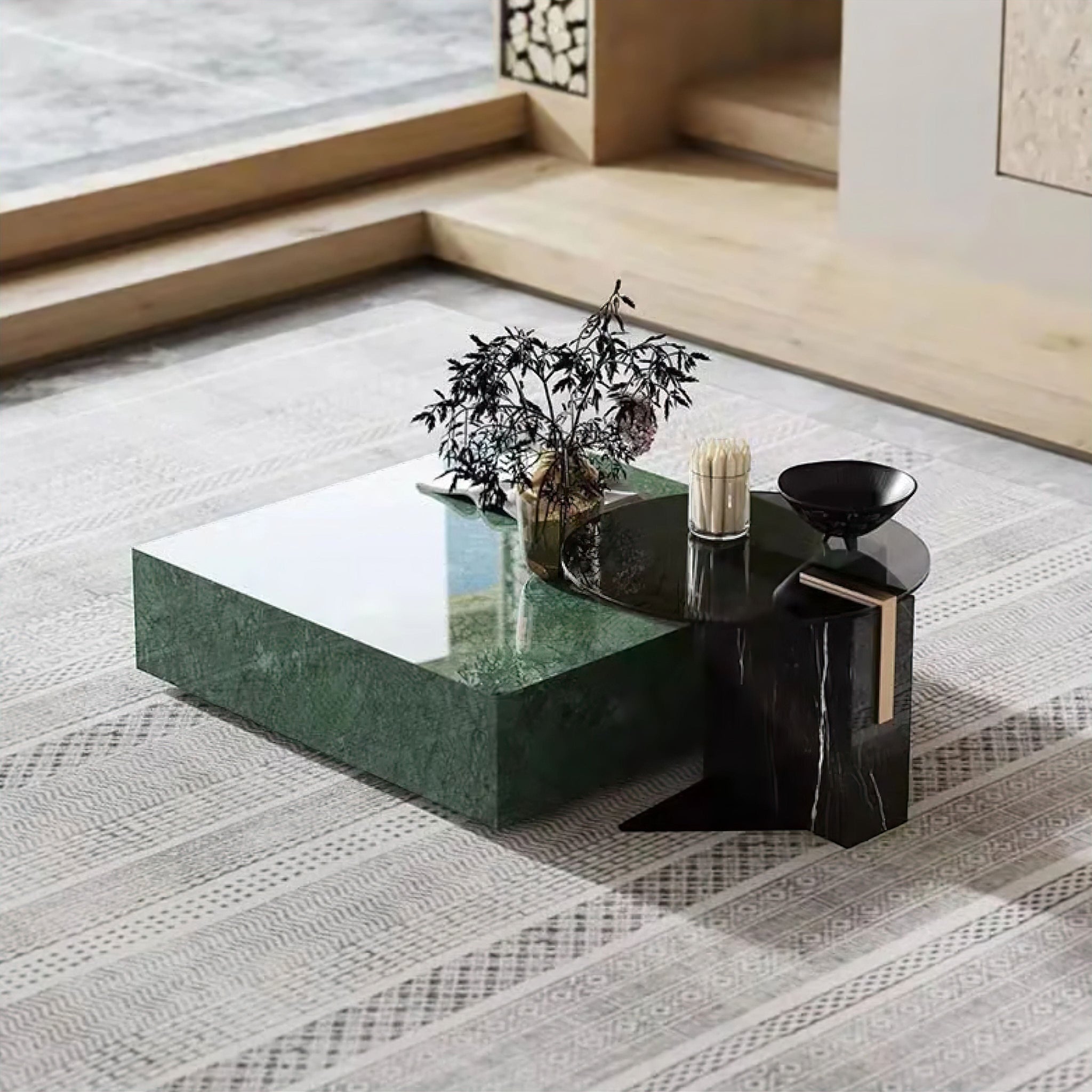 Emerald Marble Coffee Table Complete Set 