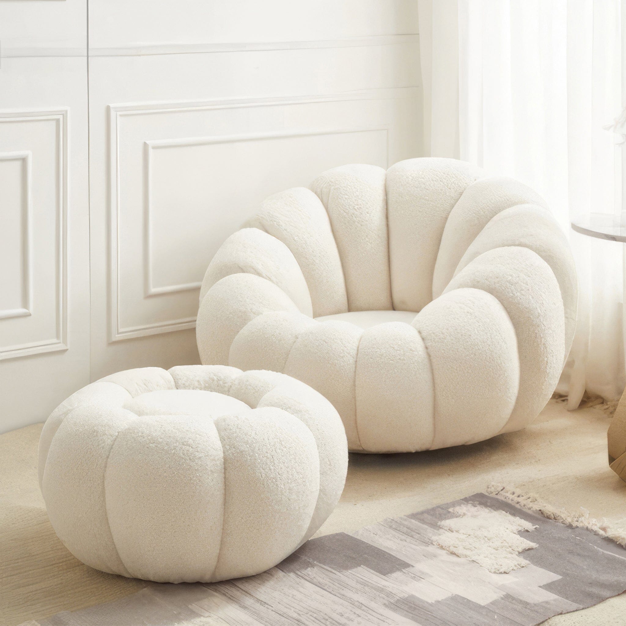 Emma Occasional Chair Occasional Chair Snow White + Ottoman 