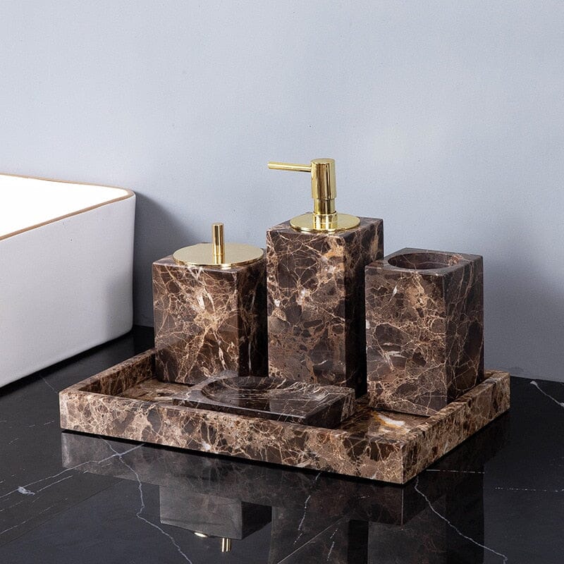 Emperador Dark Marble Bathroom Collection Bathroom Accessories 