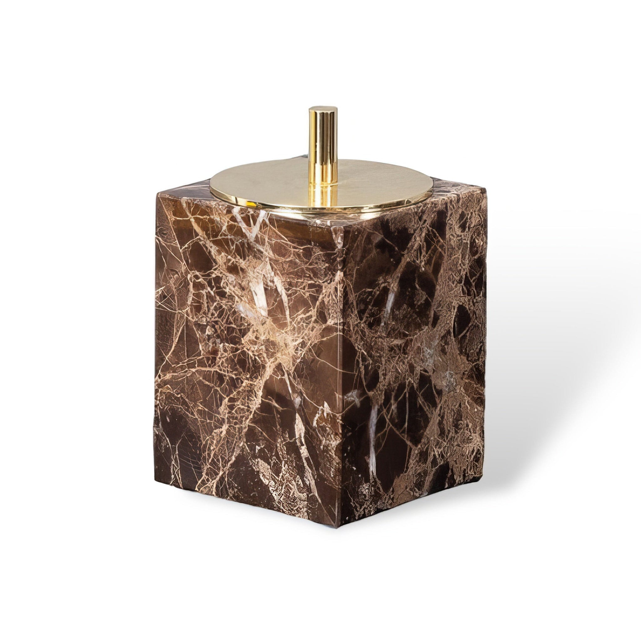 Emperador Dark Marble Bathroom Collection Bathroom Accessories Cotton Swab Box A 