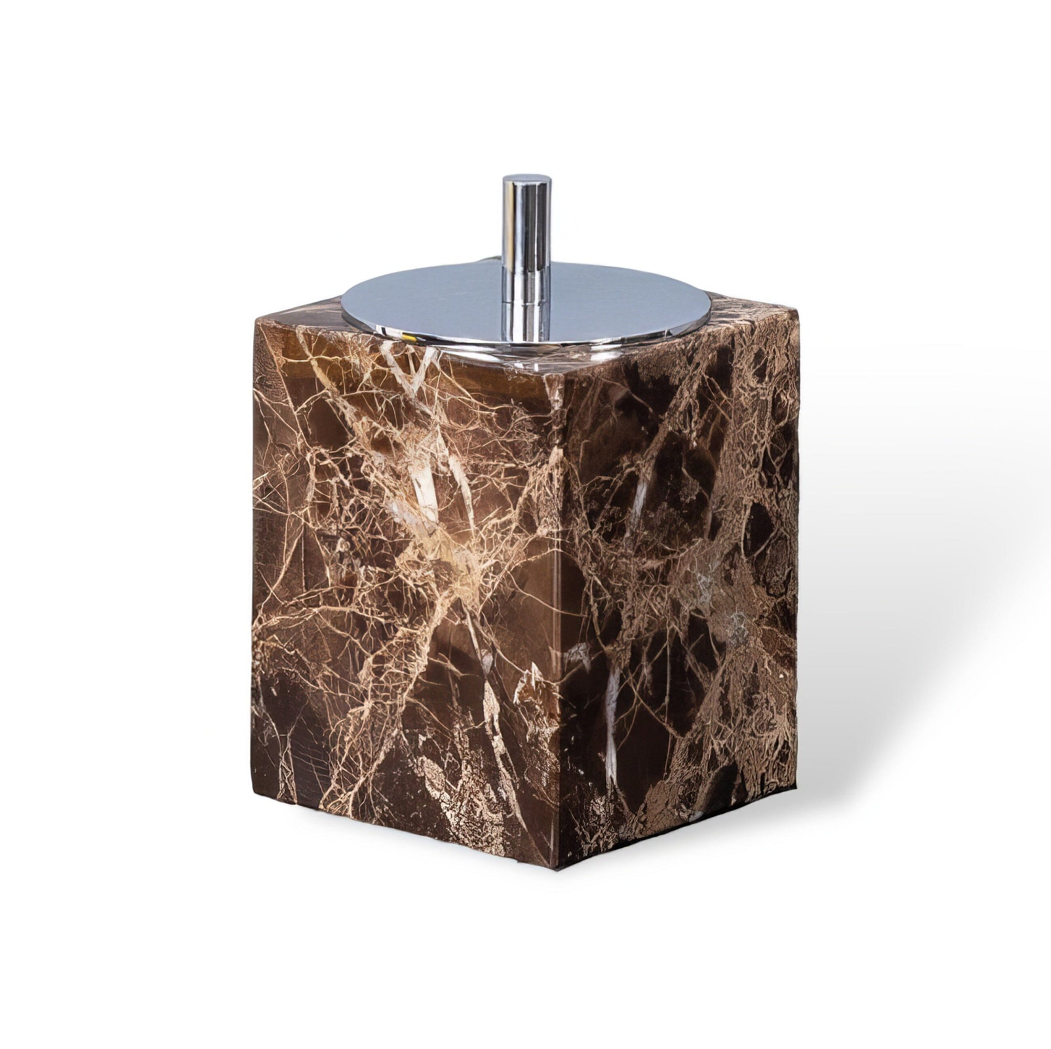 Emperador Dark Marble Bathroom Collection Bathroom Accessories Cotton Swab Box B 
