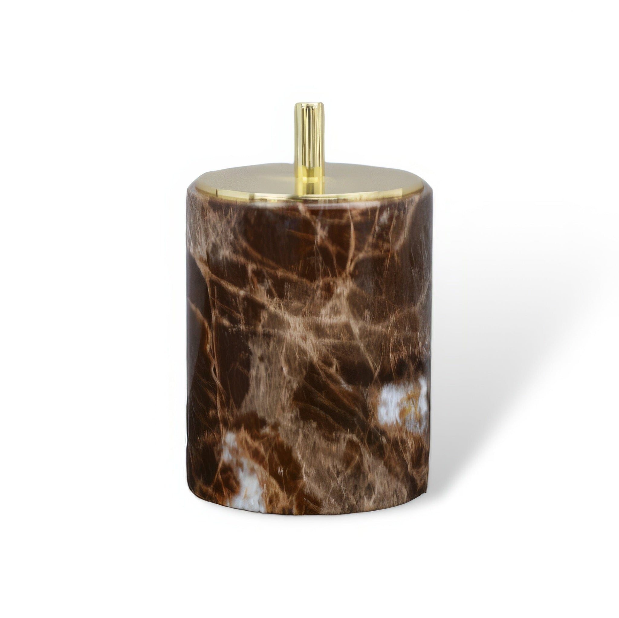 Emperador Dark Marble Bathroom Collection Bathroom Accessories Cotton Swab Box D 