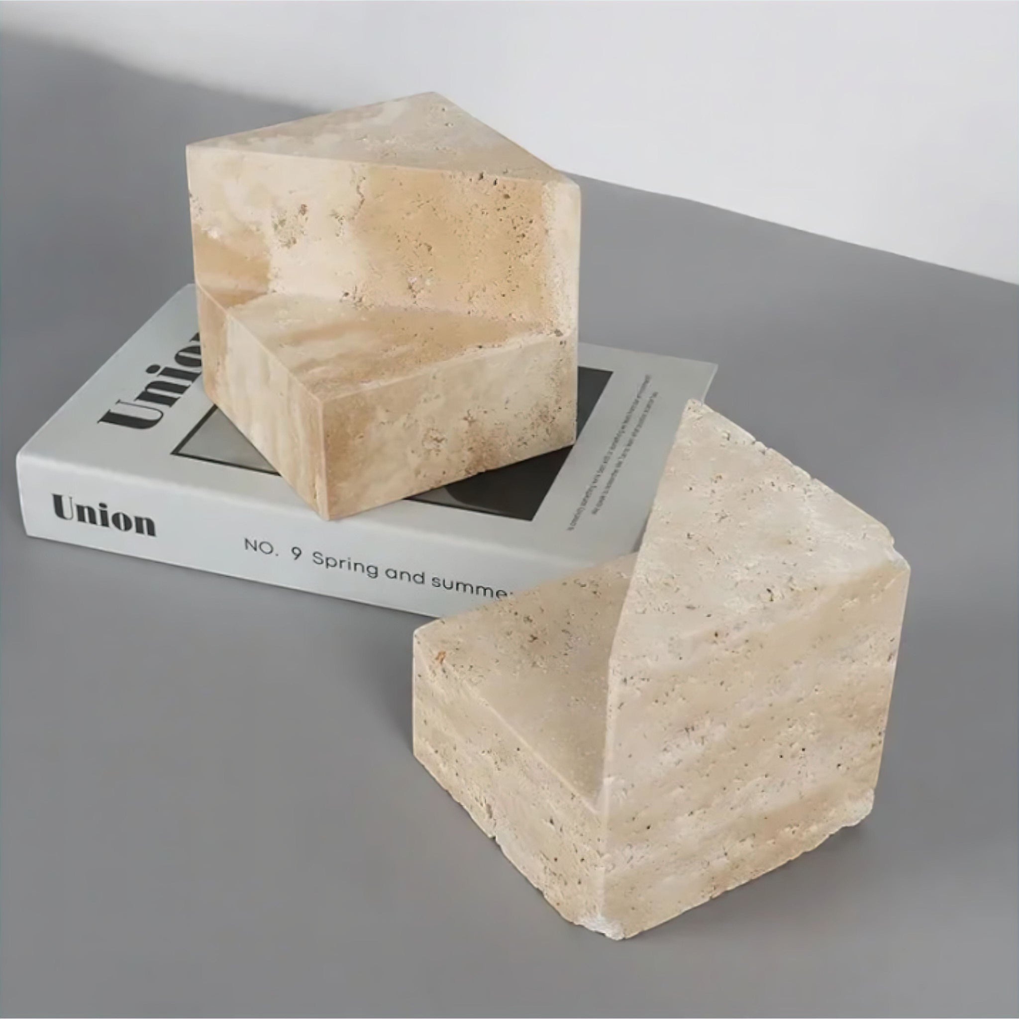 Enzo Travertine Bookends Set (JS) 