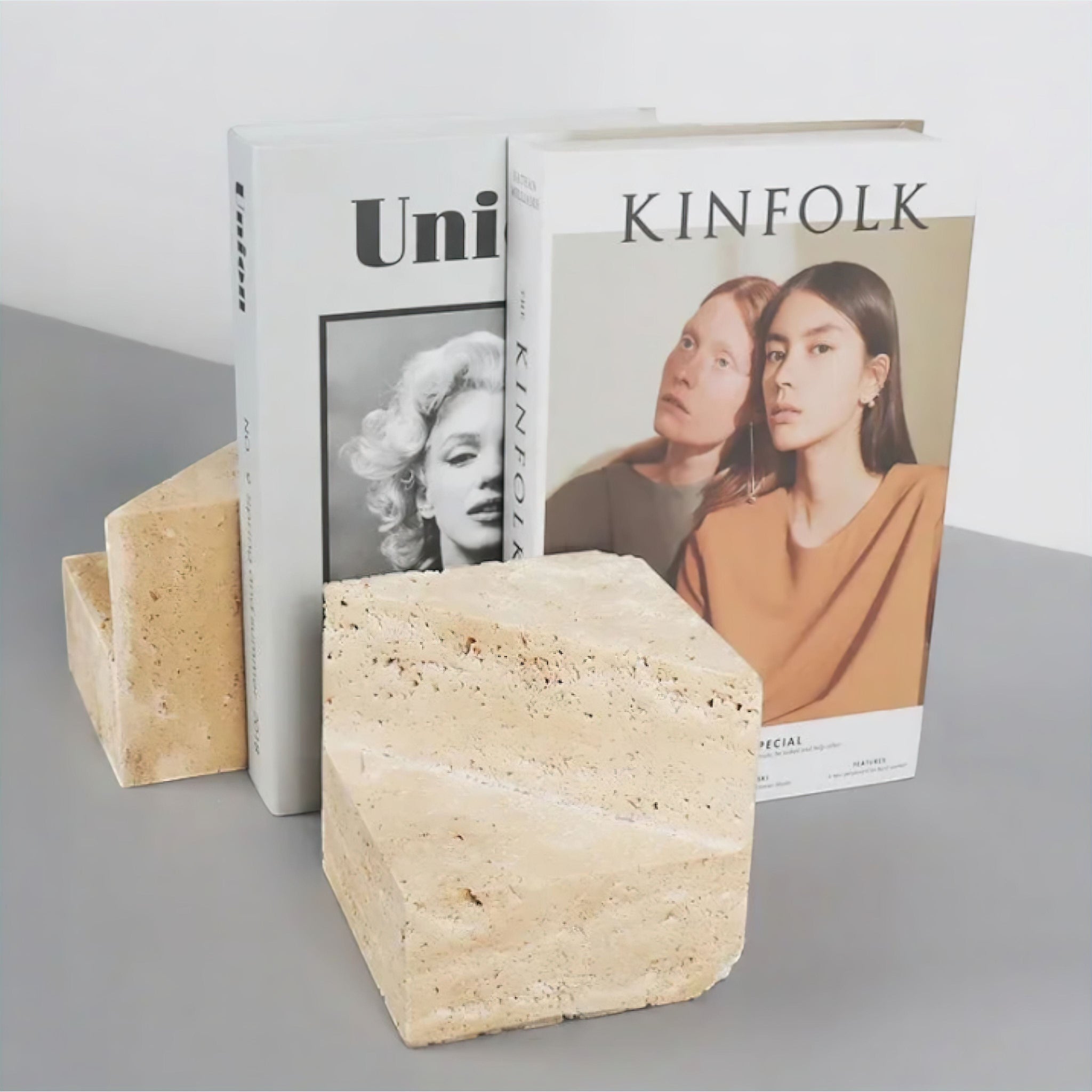 Enzo Travertine Bookends Set (JS) 