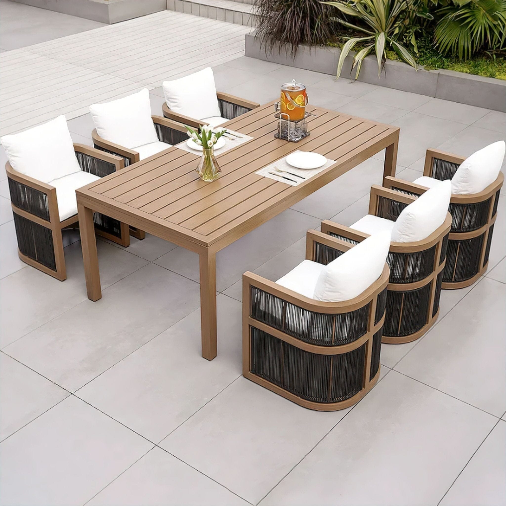 Federico Dining Table (add chairs and white background variant image) 