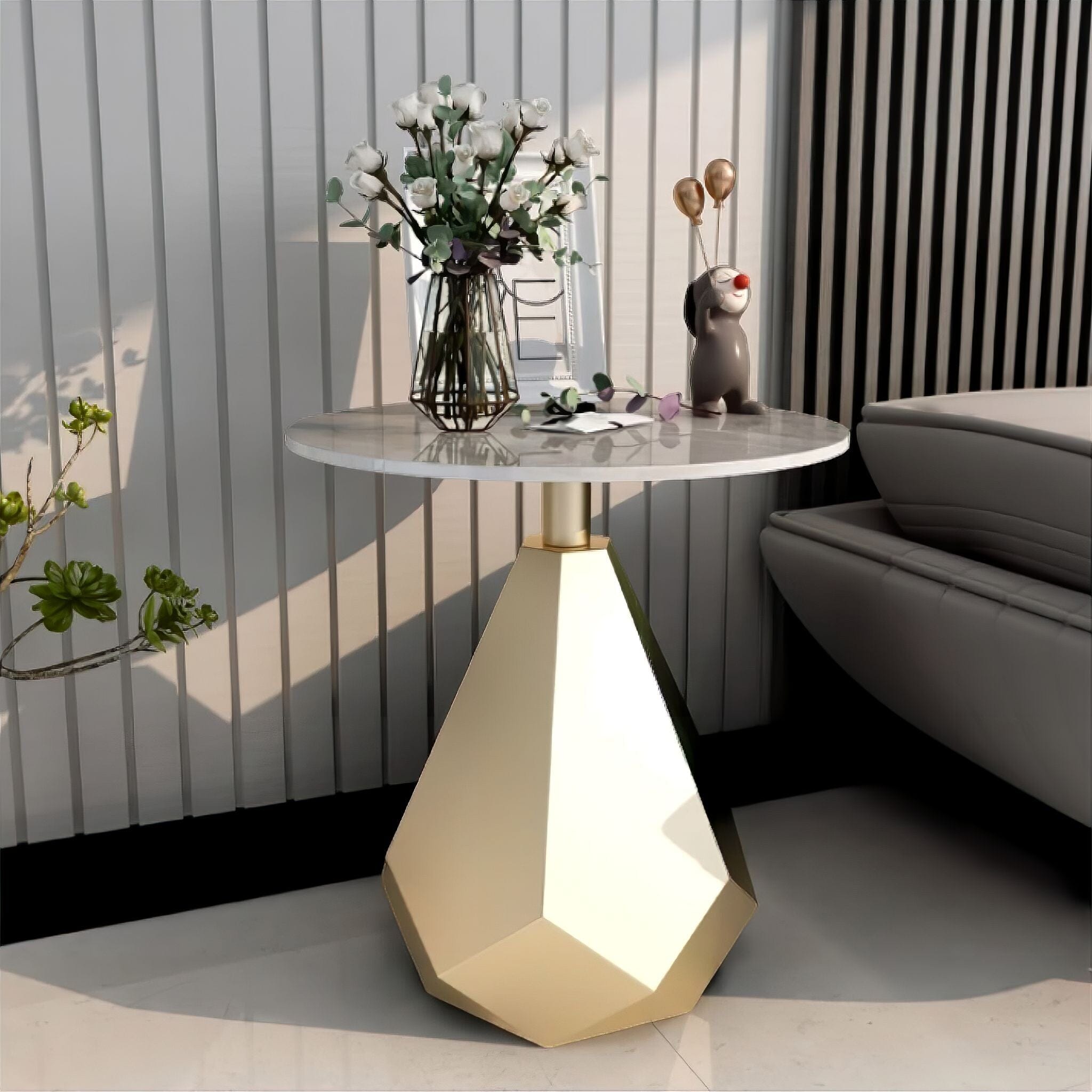 Firmin Slate Side Table Grey + Gold 