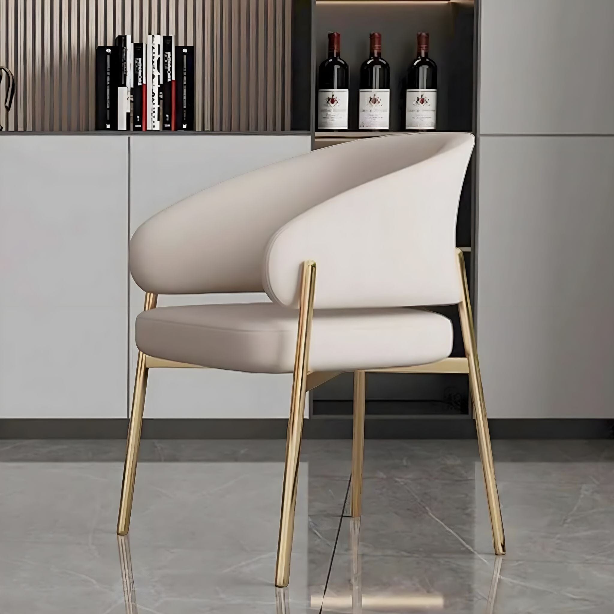 Fleur Dining Chair Chair Beige + Gold 