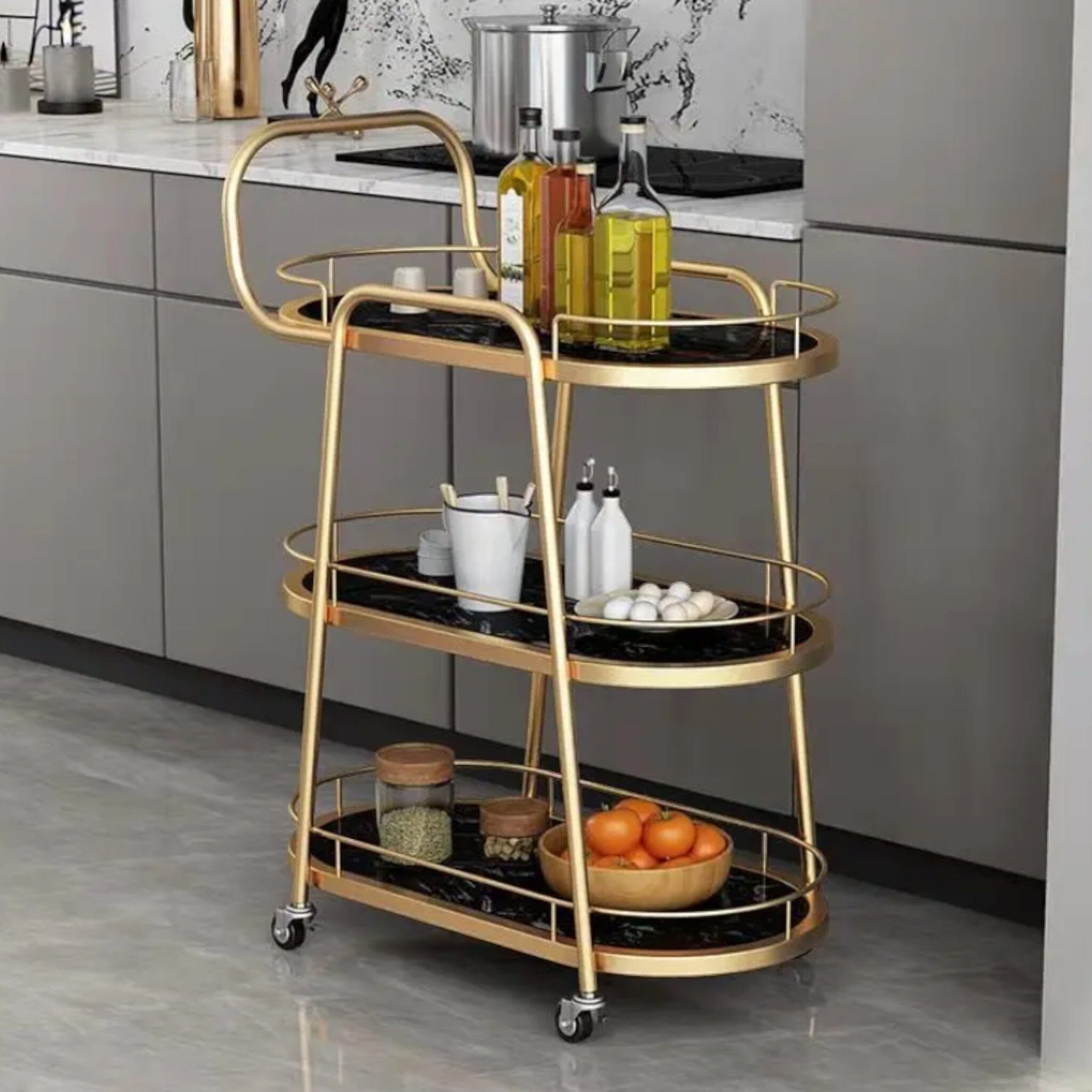 Franco Bar Cart Black + Gold 