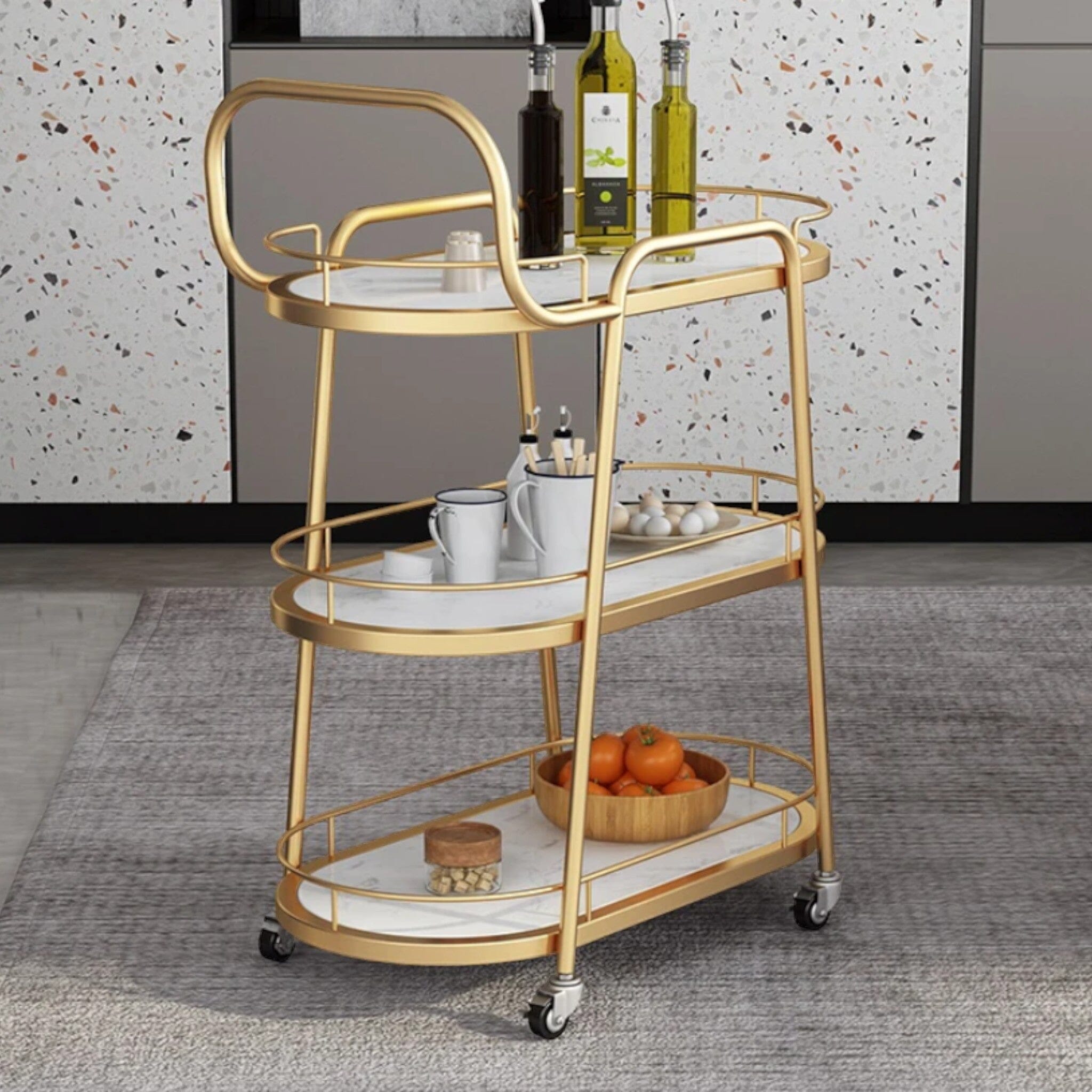 Franco Bar Cart White + Gold 