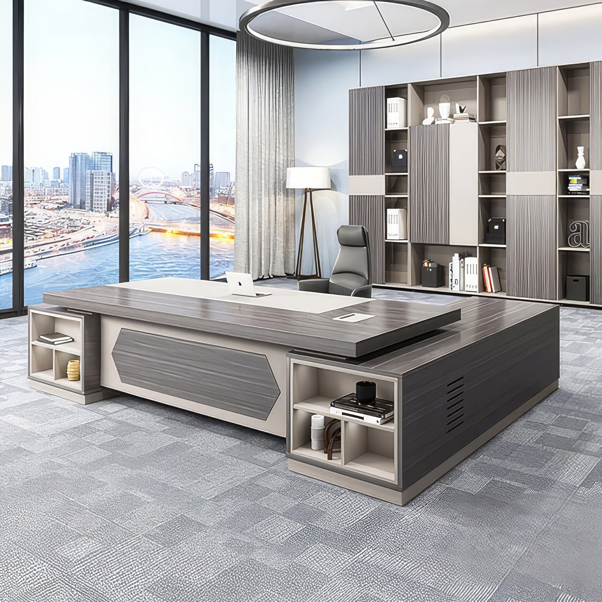 Gabrielle Office Desk Desks 180cm Warm Grey 