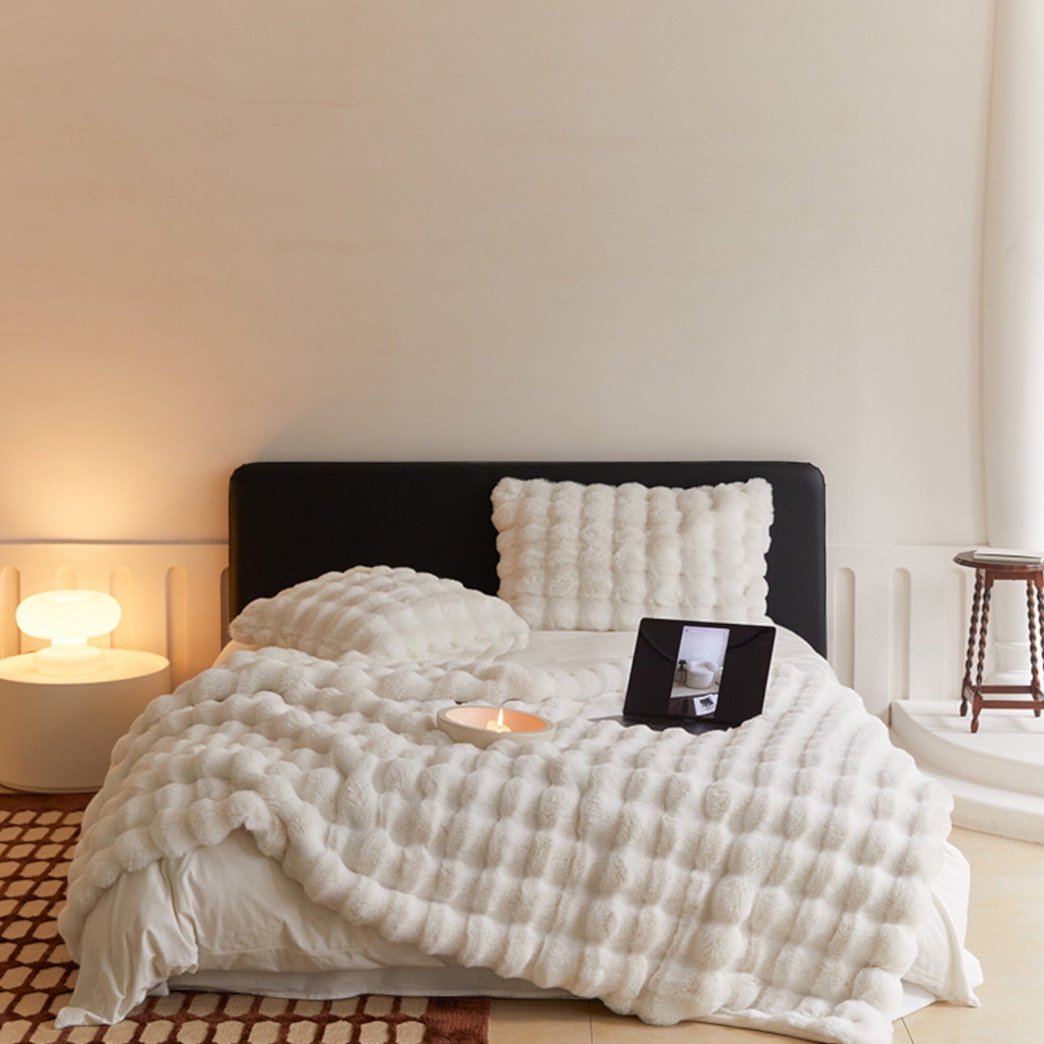 Genevieve Fur Blanket Fur Blanket Off White 160 x 100cm 