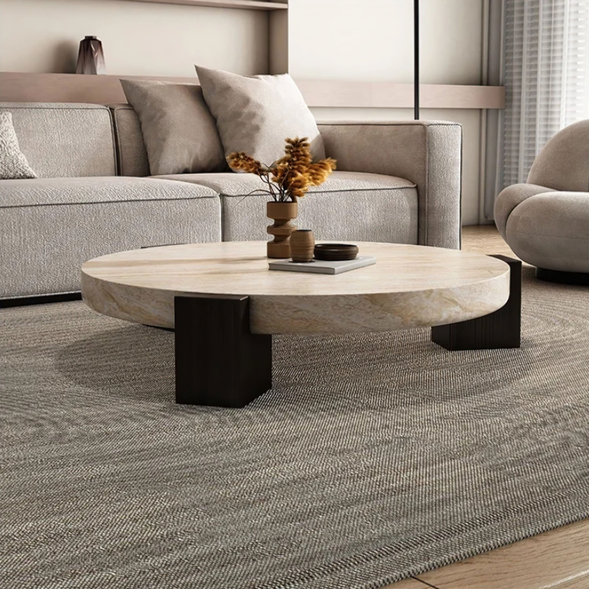 Germain Travertine Coffee Table 