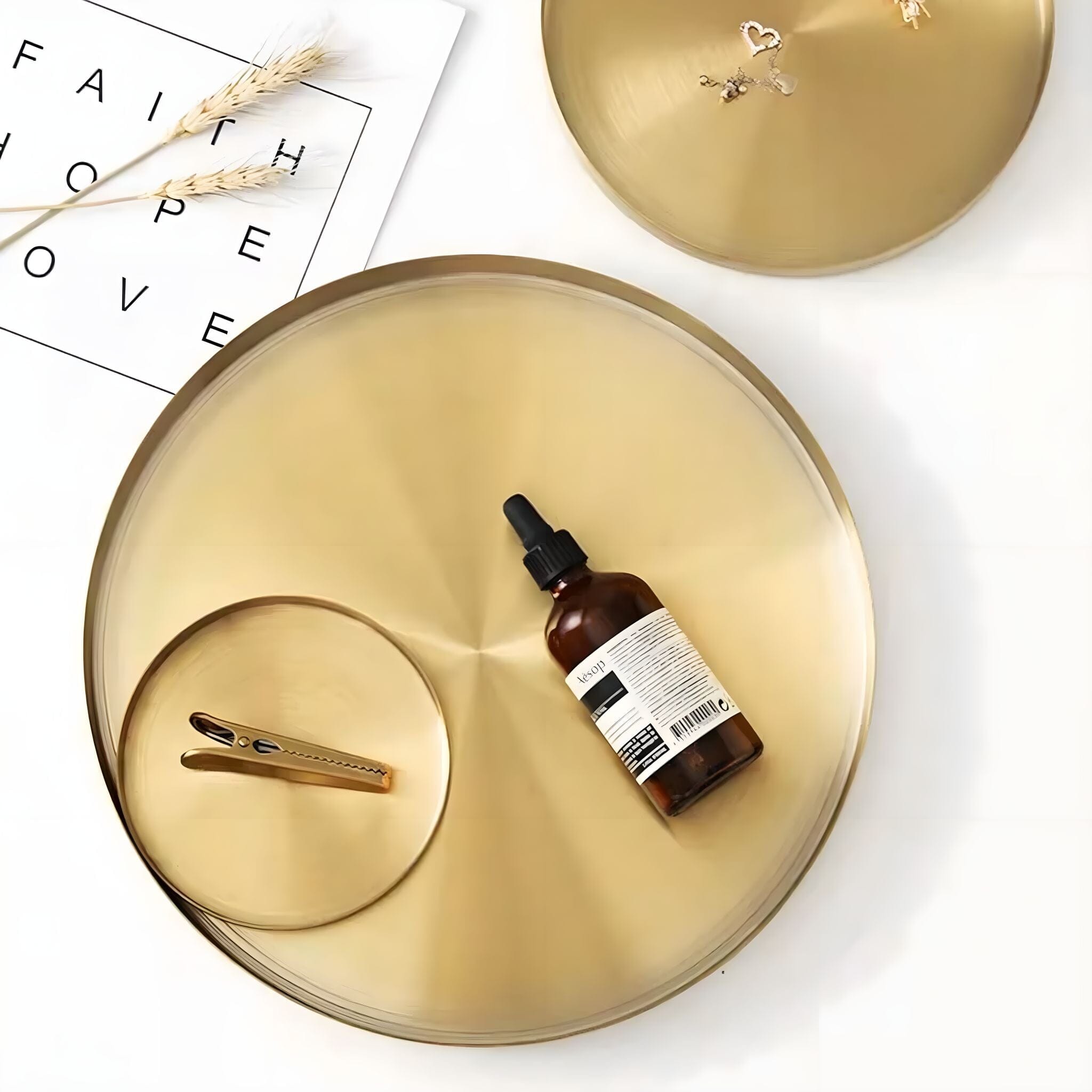 Golden Round Organiser Tray Kitchen & Dining 
