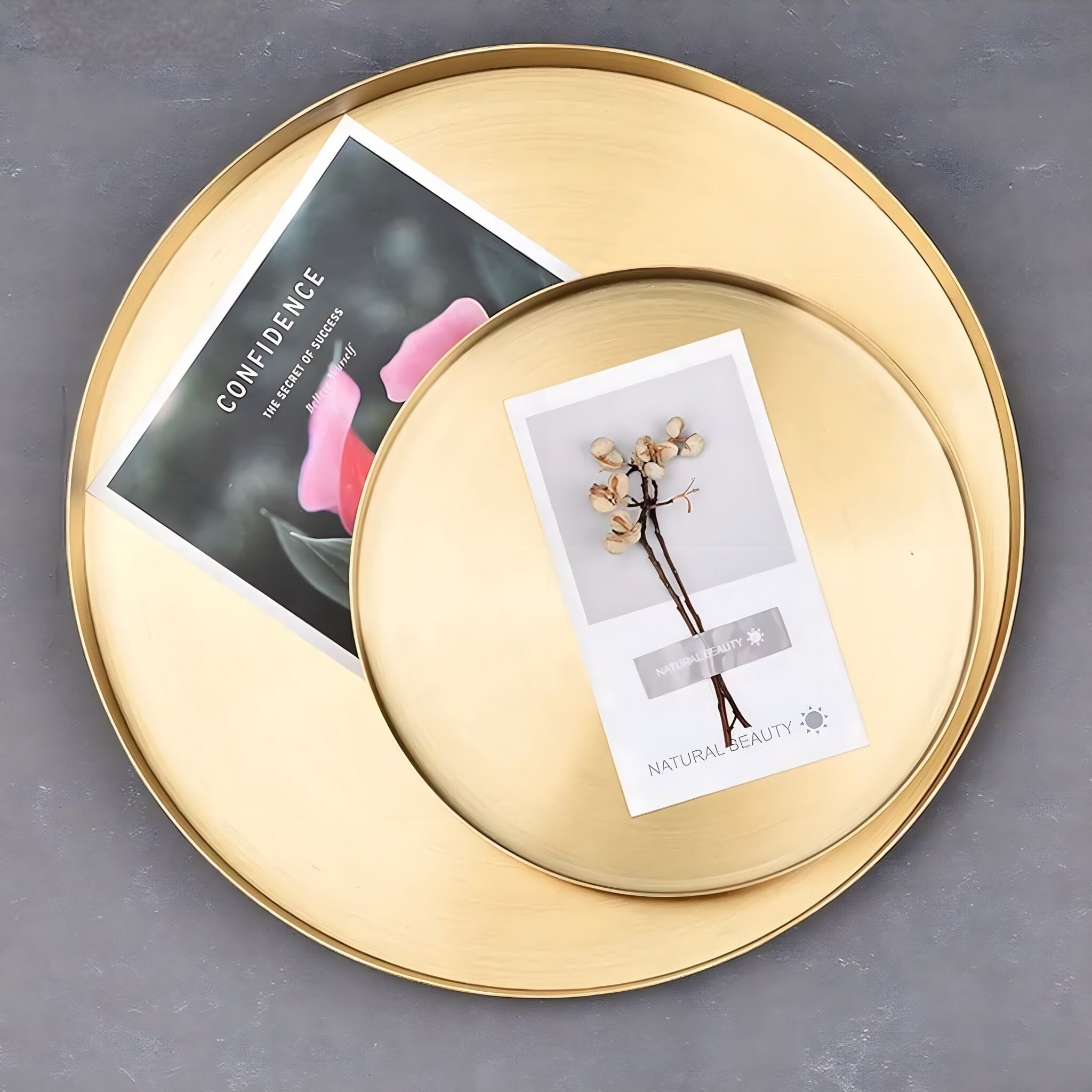 Golden Round Organiser Tray Kitchen & Dining 20cm Gold 